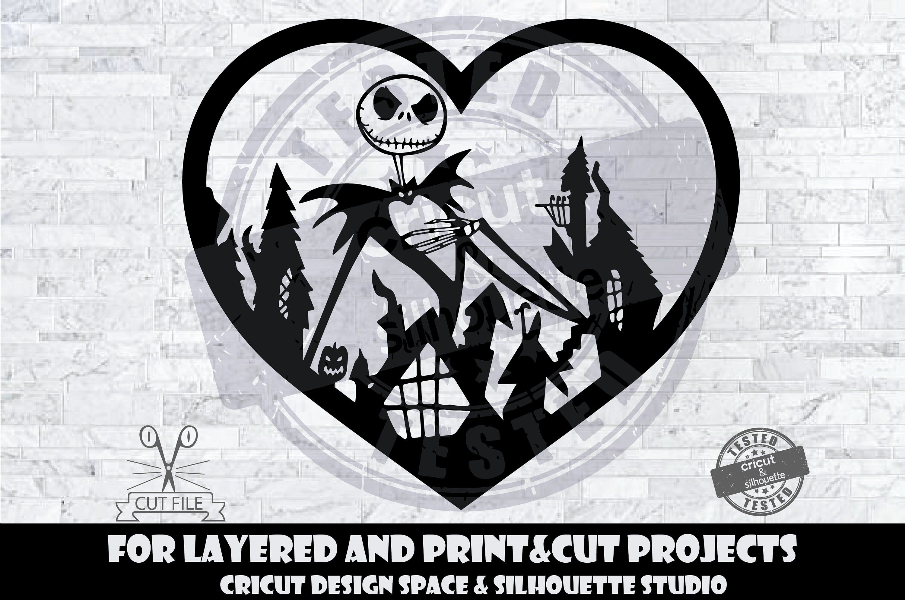 Jack Skellington SVG Halloween SVG The Nightmare Before Christmas SVG Design Files For Cricut Silhouette Cut Files Layered And PrintAndCut