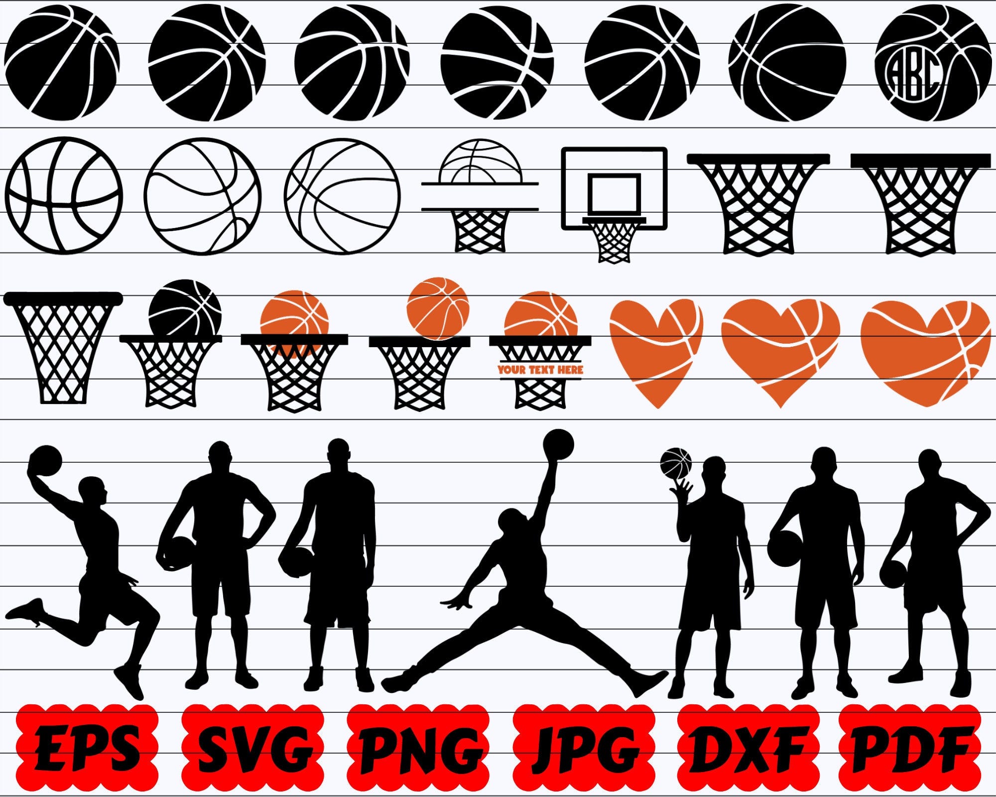 Basketball Silhouette | Sport Silhouette | Basketball Ball SVG | Basketball Player SVG | Basketball Goal SVG | Basketball Net Svg | Hoop Svg