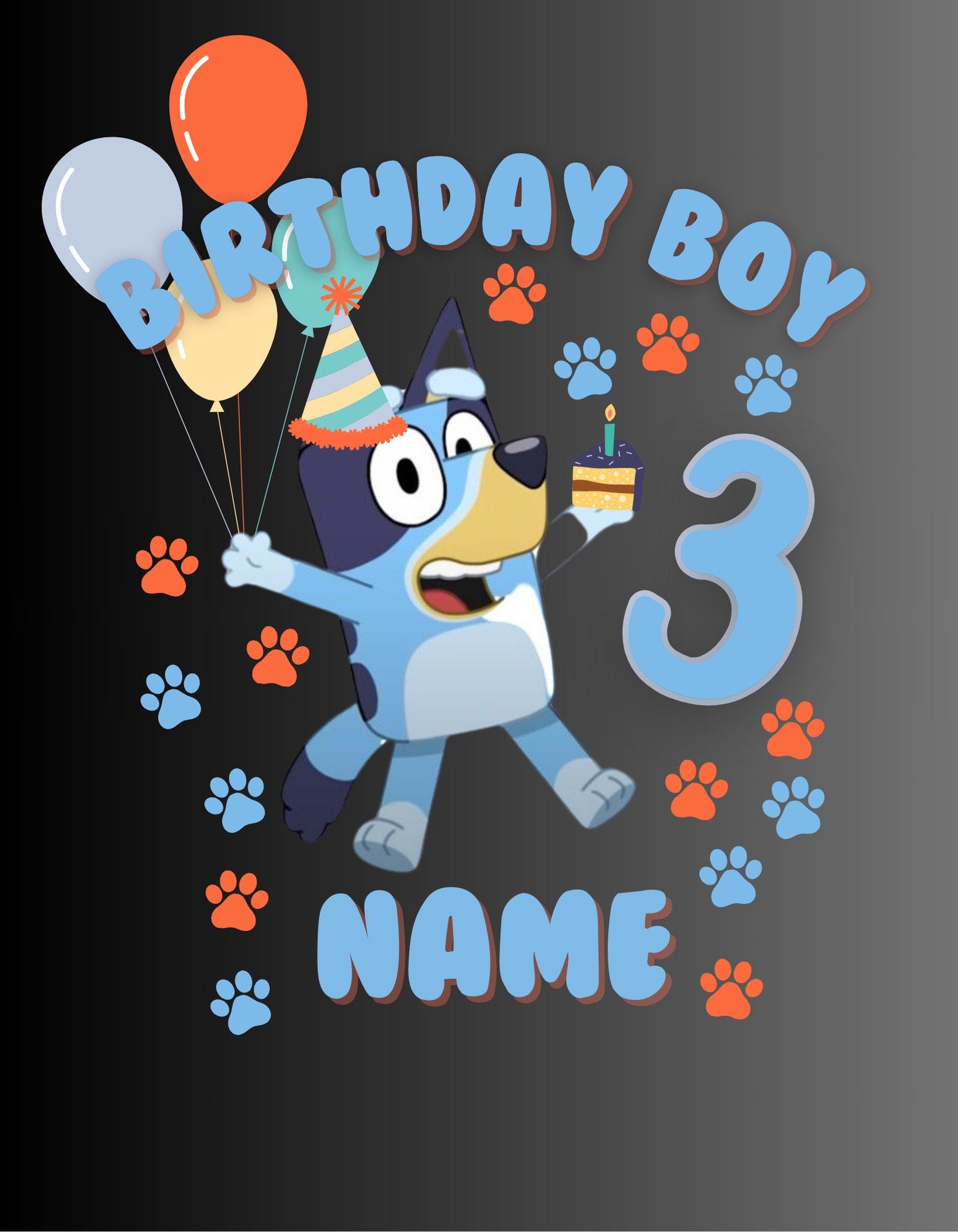 Personalized Bluey Birthday Boy png