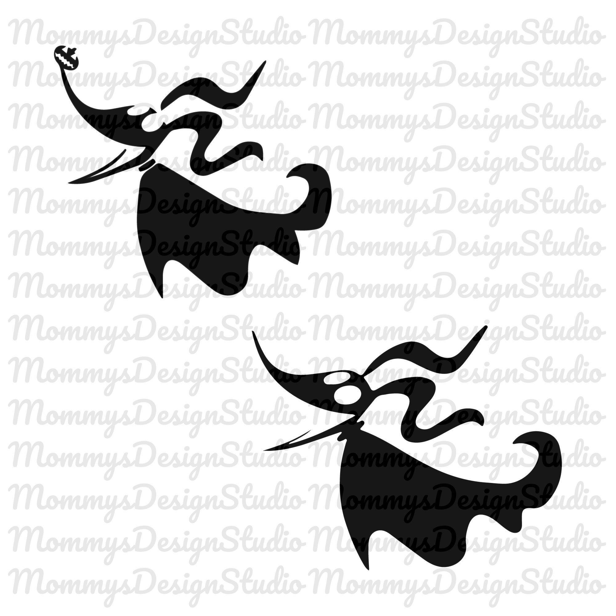 Black Zero Dog Ghost Silhouette with Pumpkin Nose Inspired by Nightmare Before Christmas, Zero svg , Digital Downlaod, Instant Download, Png