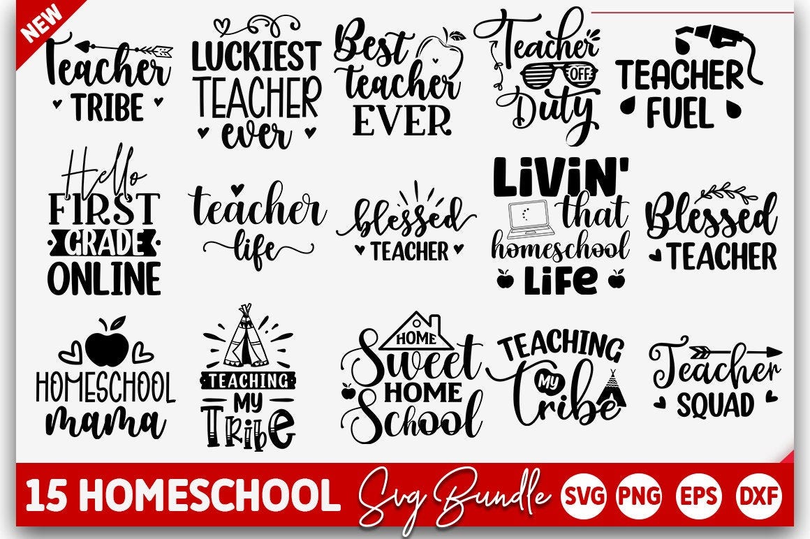 Home School Svg Bundle, Teacher Quote Svg, Teacher Svg, School Svg, Teacher Life Svg, Back to School Svg, Teacher Appreciation Svg