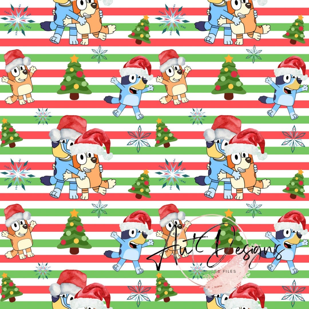 Blue dog and orange dog Christmas seamless file