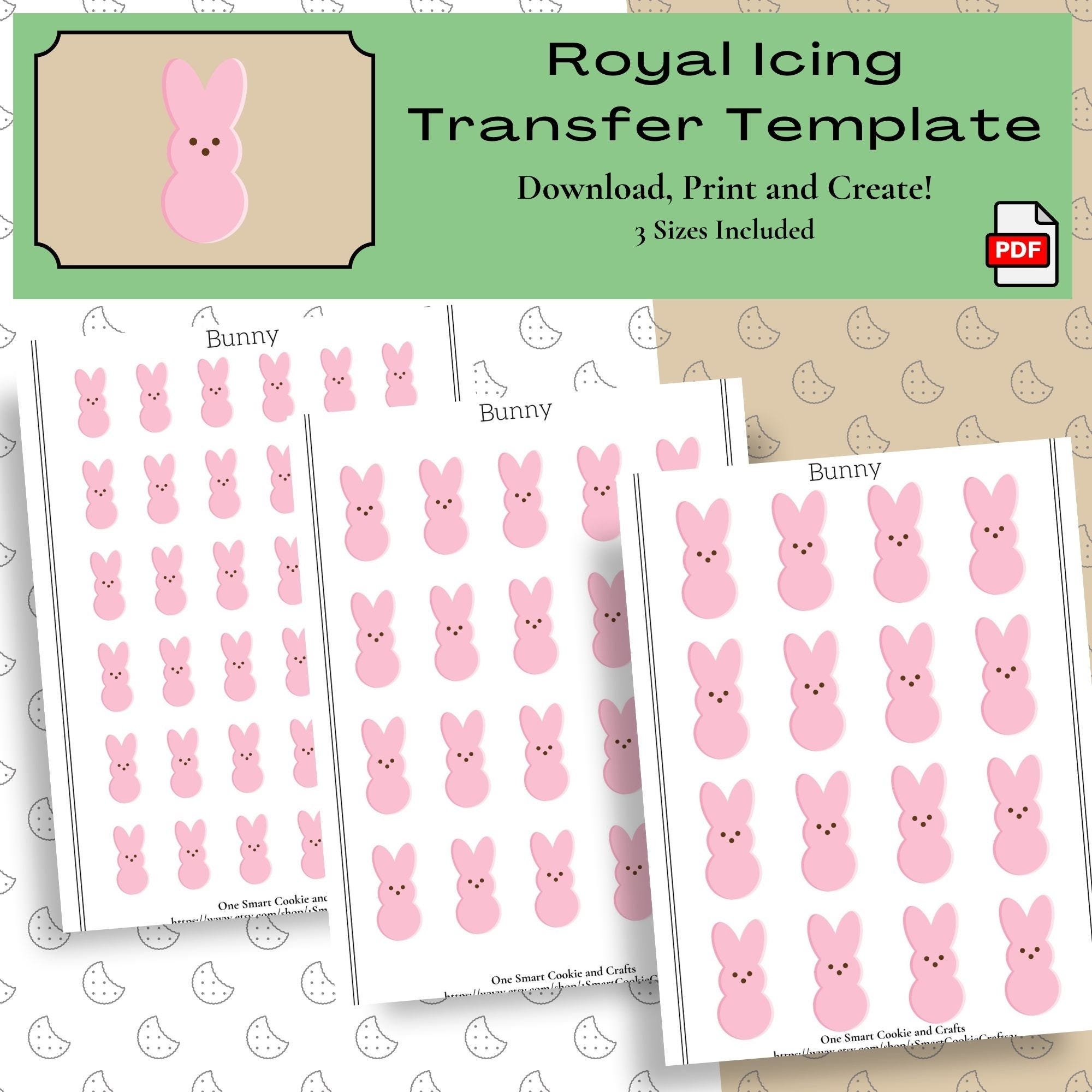 Bunny Icing Transfer Sheet/Rabbit Icing Transfer/Royal Icing Transfer/Easter Icing Transfer/Template/Instant Download/PDF