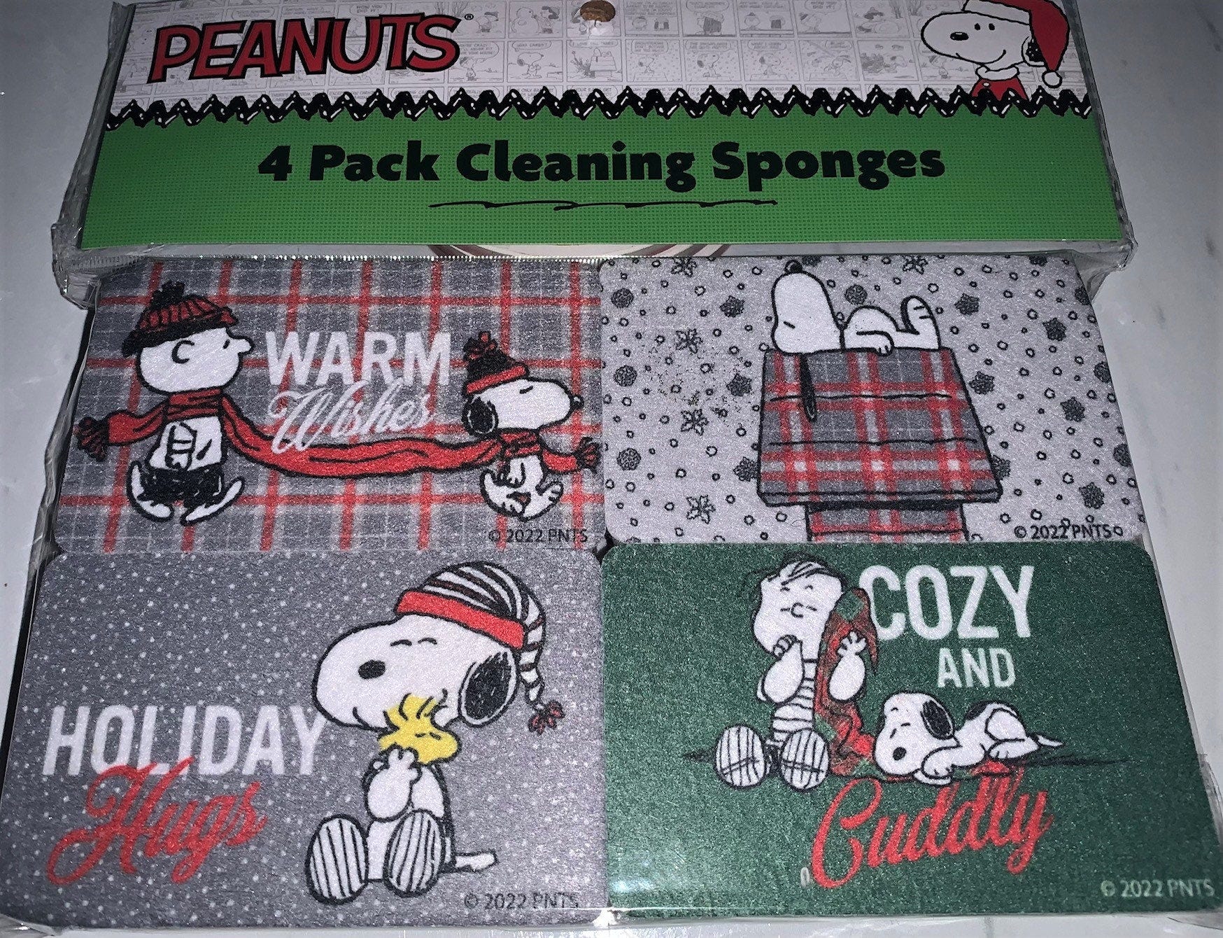 Peanuts Snoopy Christmas Warm Wishes 4 Pack Cleaning Sponges