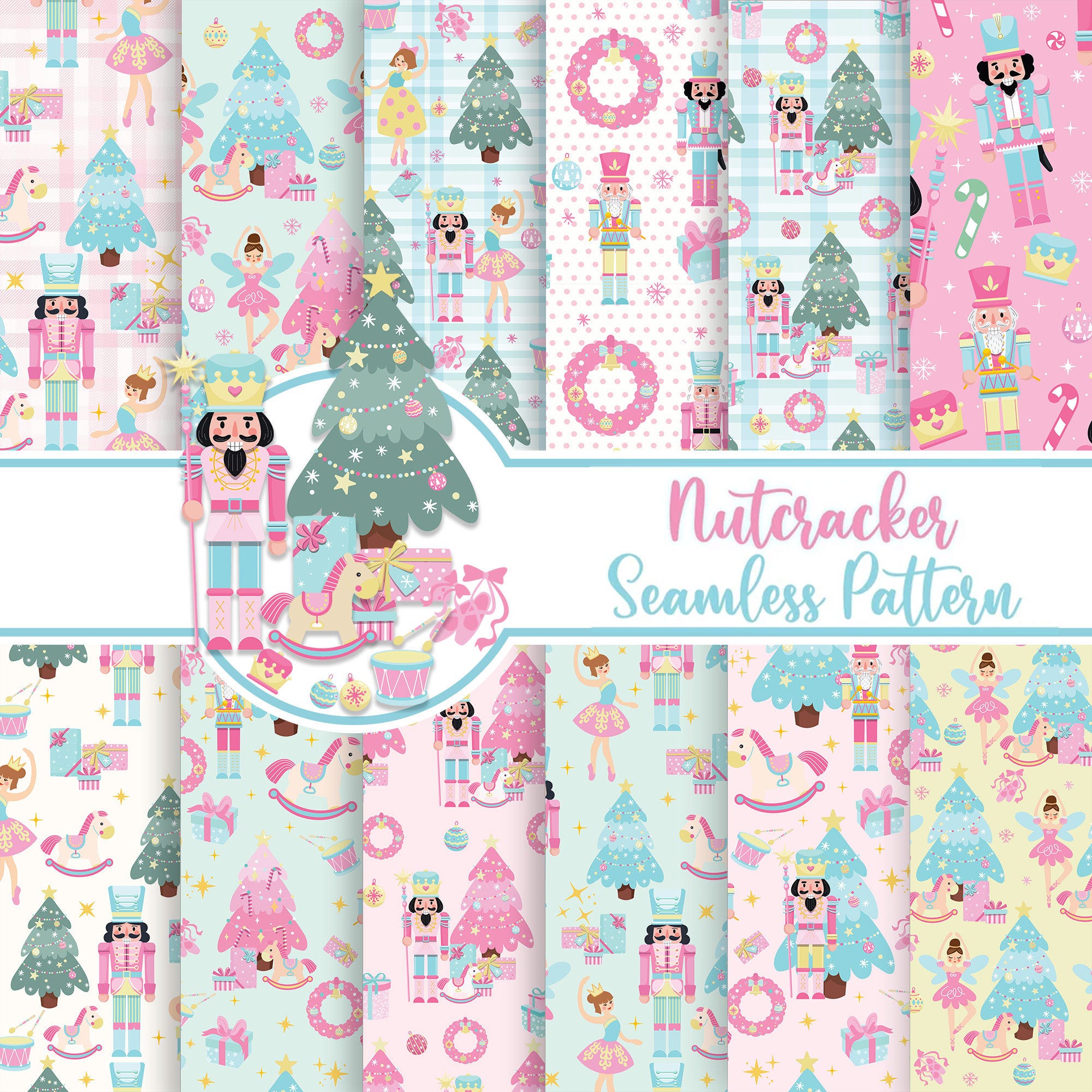 Christmas Nutcracker Seamless Pattern, Nutcracker Christmas digital paper pack, Christmas Background, Christmas Pattern, Nutcracker,Nuts Png