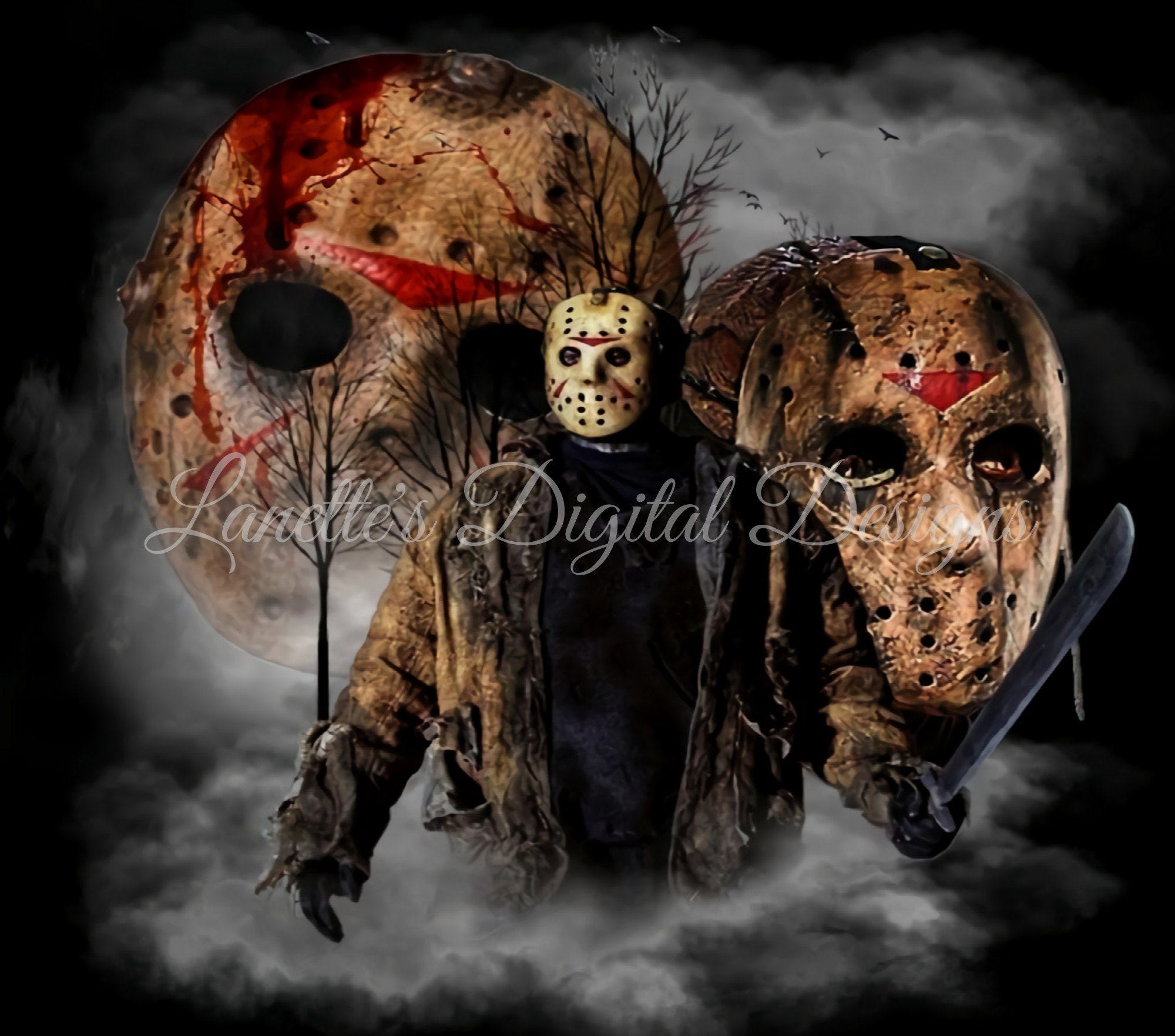 Mask killer, Horror 20oz Skinny Tumbler Wrap, Digital File, PNG