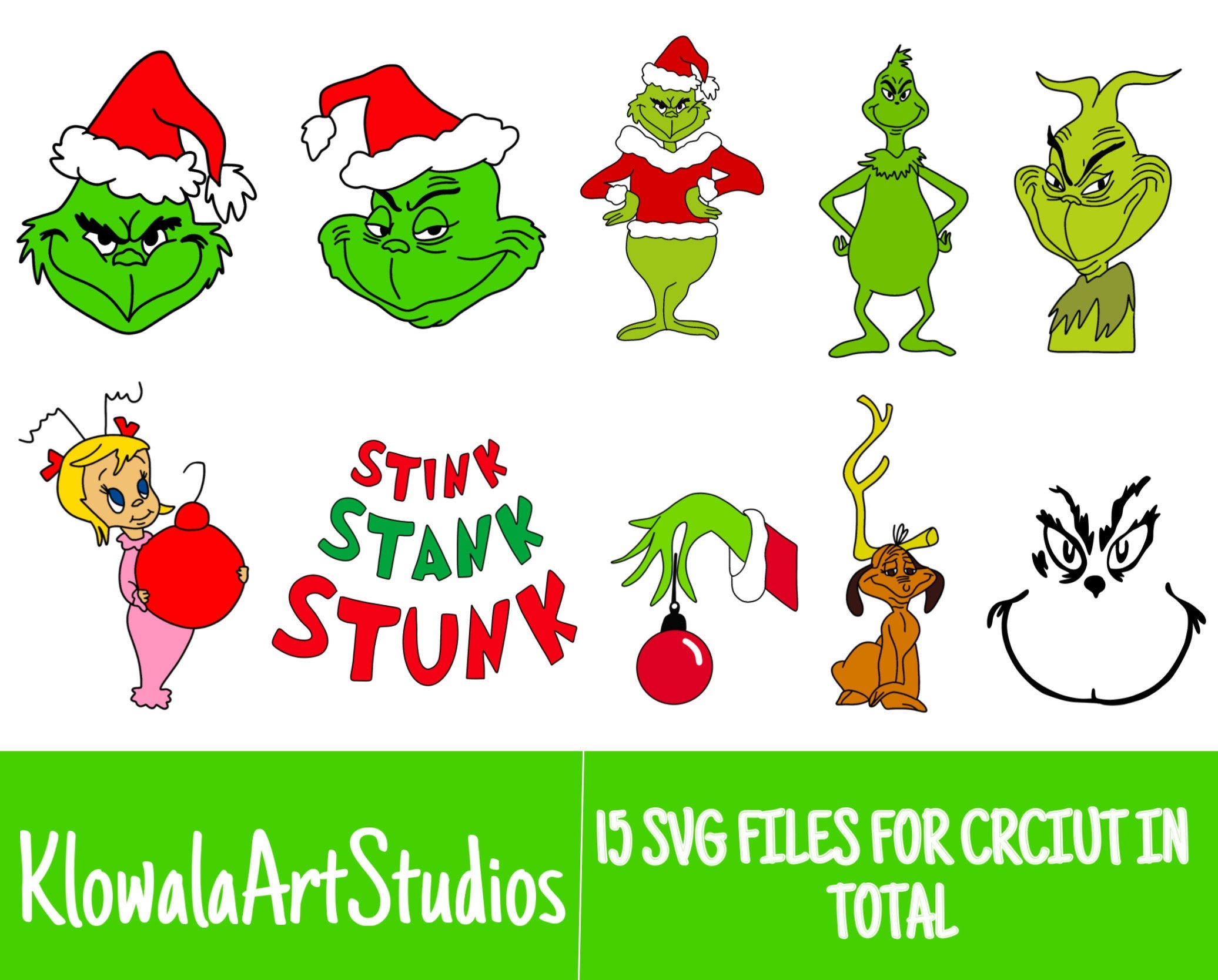 10 Colored Layered The Grinch Christmas Movie Dr Seuss Cartoom SVG Files/Bundle For Cricut, SVG, Layered, Digital Art