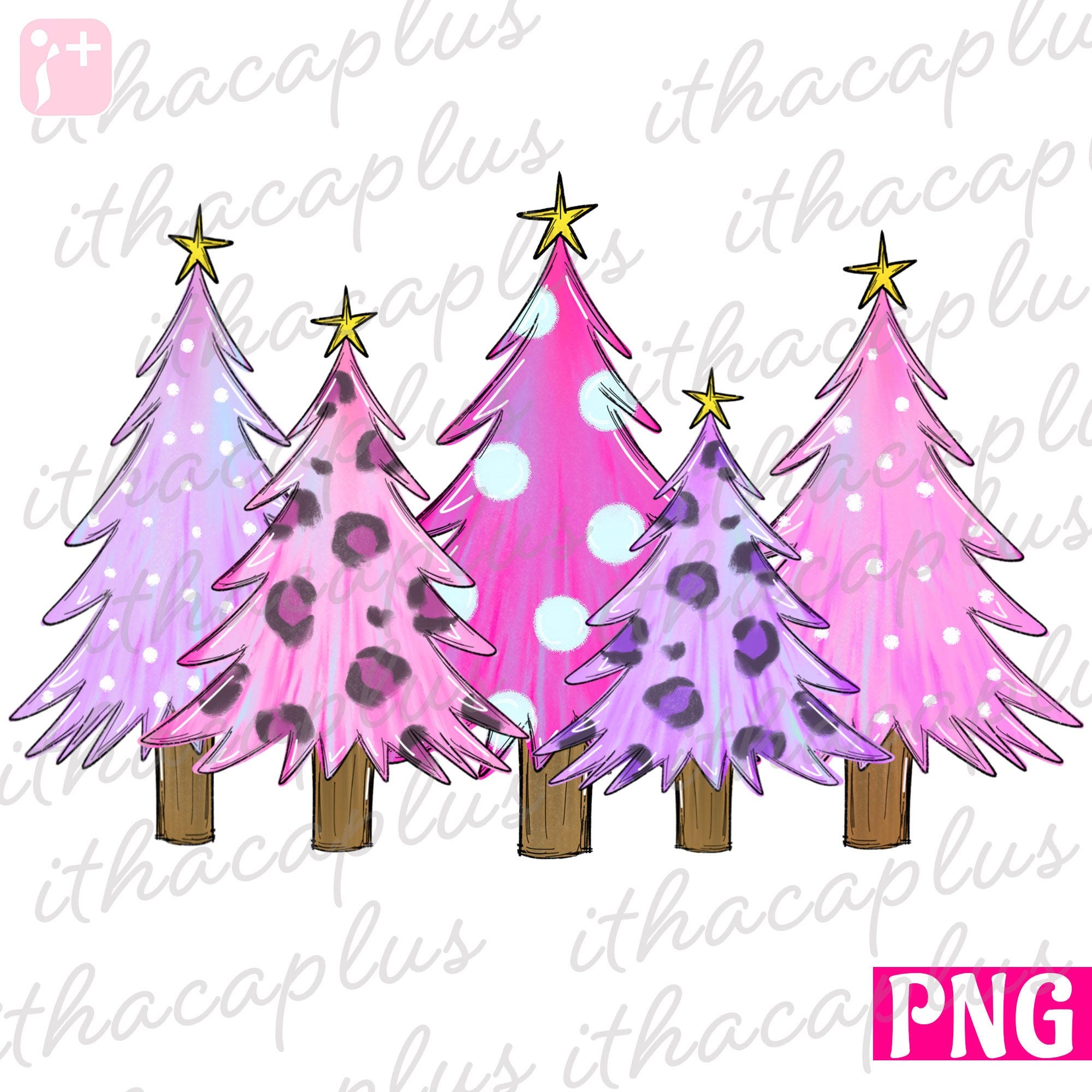 Christmas PNG , leopard Christmas tree digital, pink Christmas tree clipart print, pink Xmas tree png, colorful Christmas sublimation