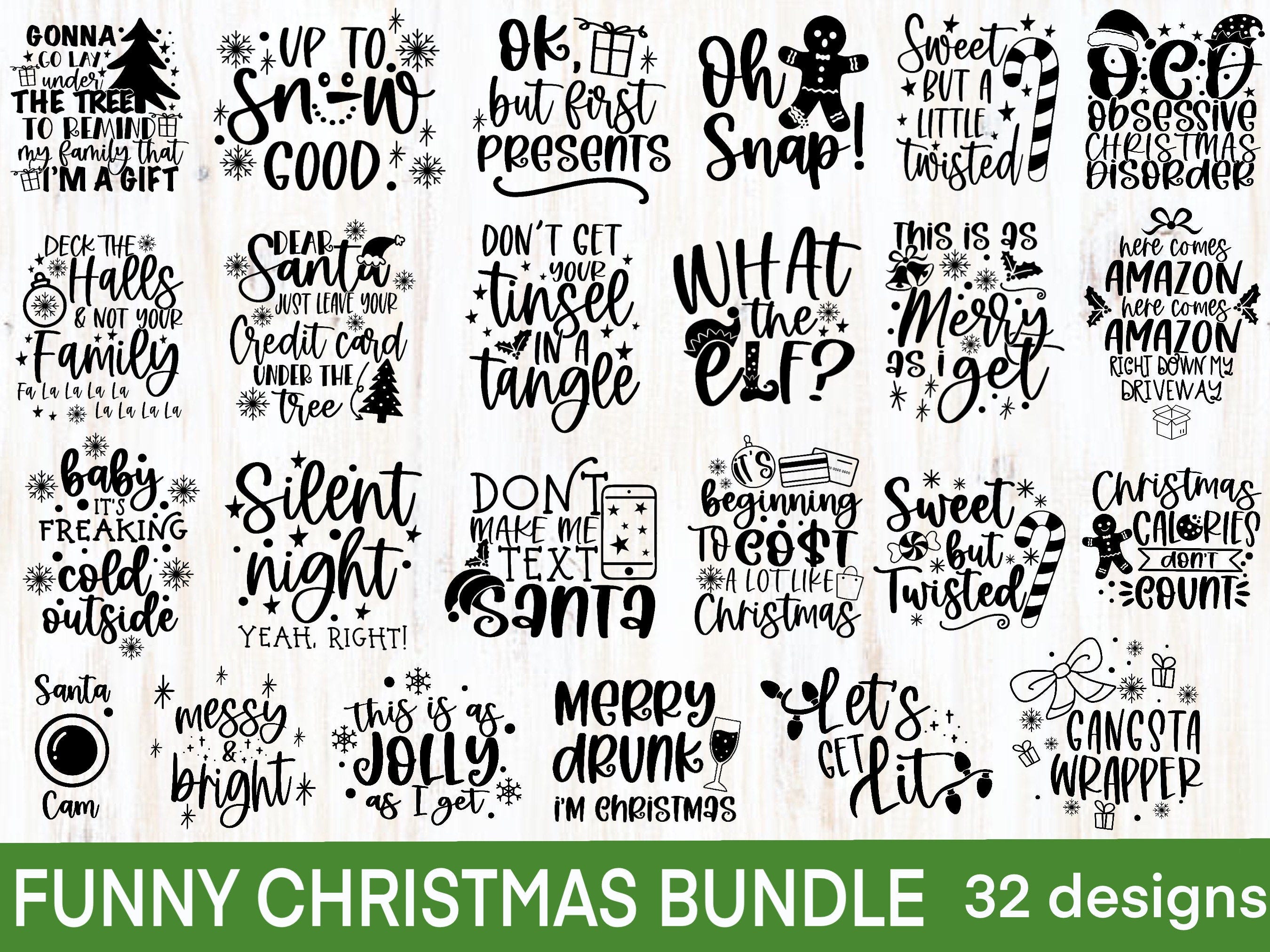 32 Funny Christmas Quotes SVG Bundle, Silhouette Christmas svg, Funny Christmas SVG bundle, Funny Quotes, Adult Christmas svg, DIGITAL