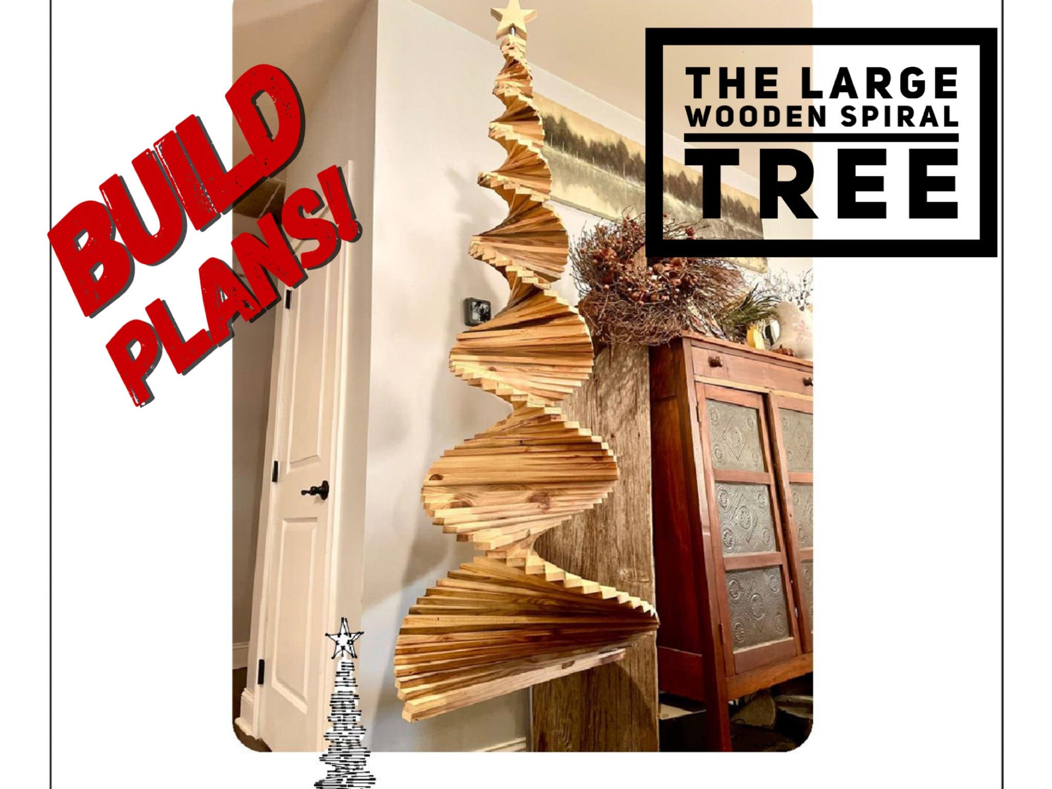 Large Wooden spiral tree Plan, Spiral Christmas Tree plan, Wooden spiral Christmas Tree Plans, DIY Spiral Christmas Tree plan, Build Plans