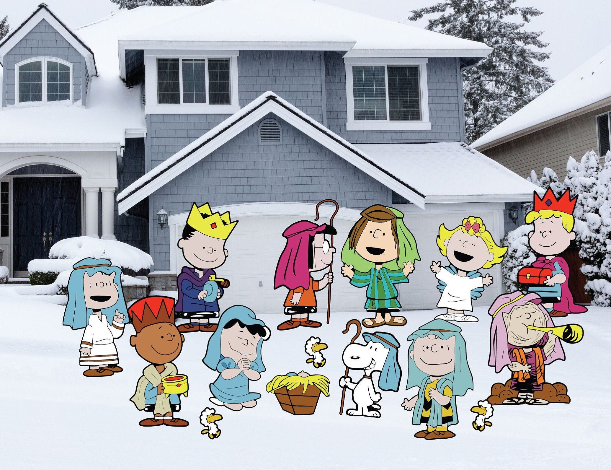 Peanuts Nativity Set | Snoopy Christmas cutouts | Peanuts Decor | Charlie Brown Decor | Xmas Yard Props |