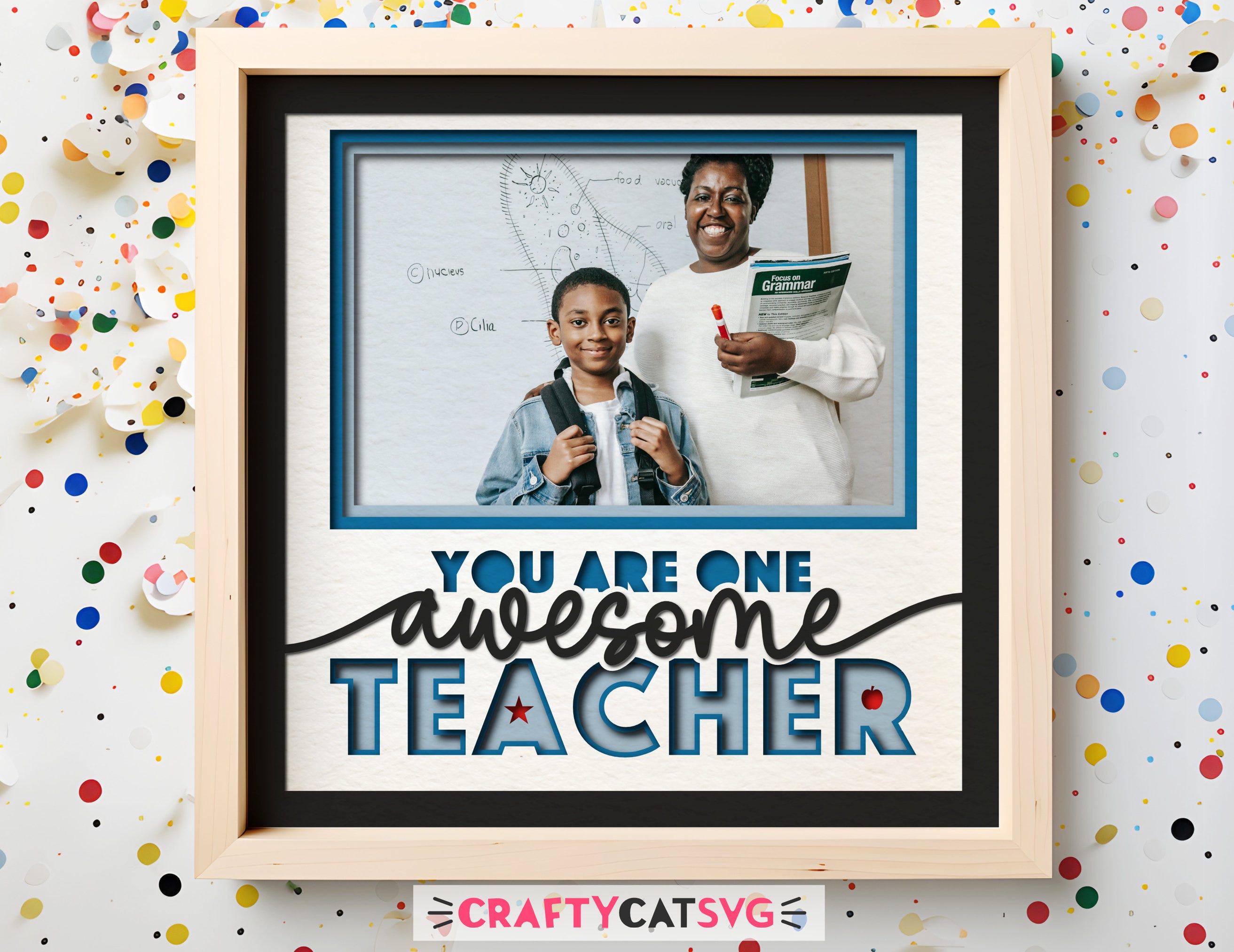 Best Teacher 3d Shadow Box SVG file for Cricut Projects, Teacher Appreciation Gift, Classroom Decor, End of Year Gift for Favorite Teacher
