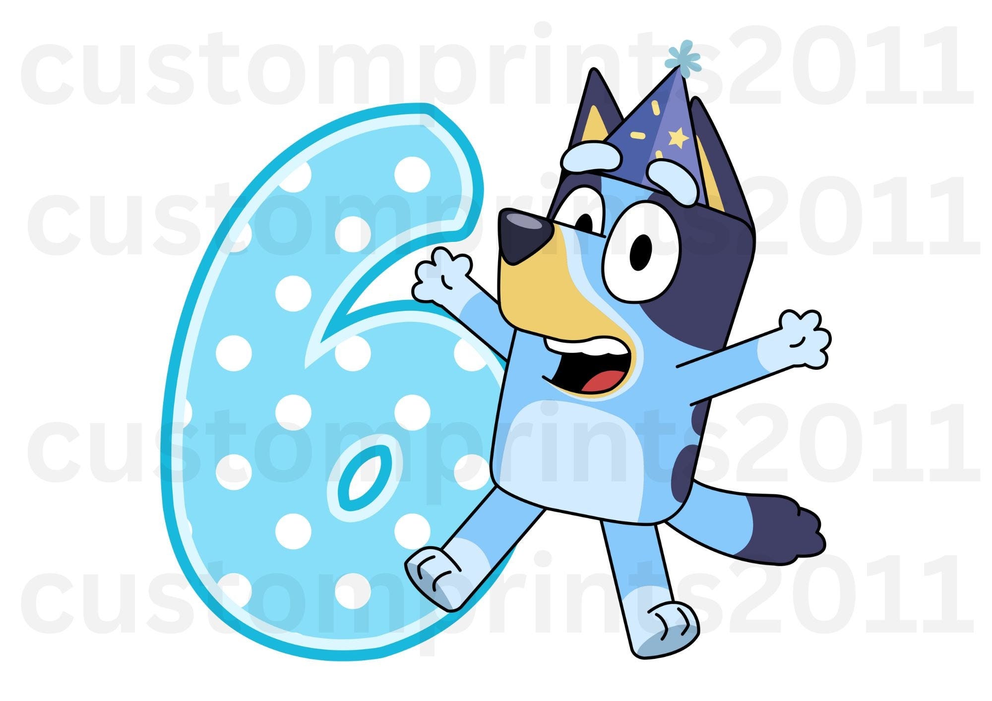 Blue Dog Birthday PNG Digital Download File Boy Age 6 Sublimation Party Celebration Re-Size 300dpi Quality