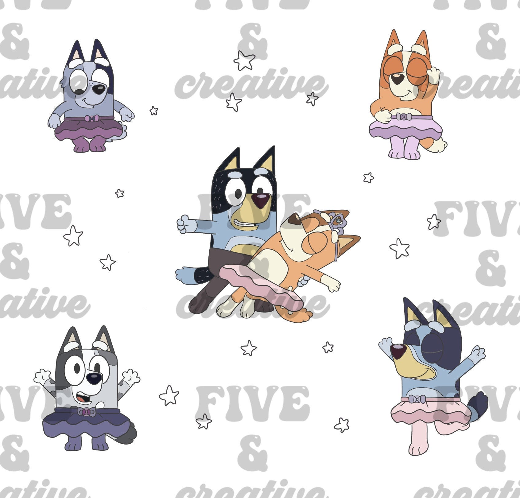 Blue Dog Family Ballerina png