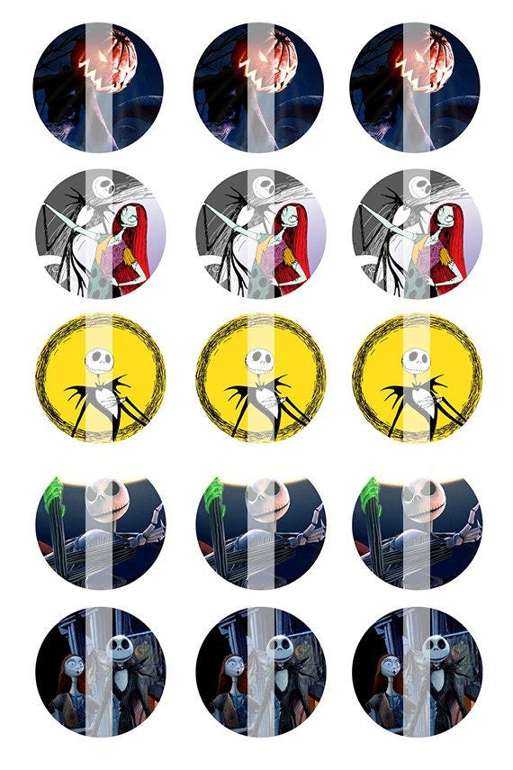 INSTANT DOWNLOAD - The Nightmare Before Christmas inspired - Jack & Sally 4x6 One Inch Digital Bottle Cap Images
