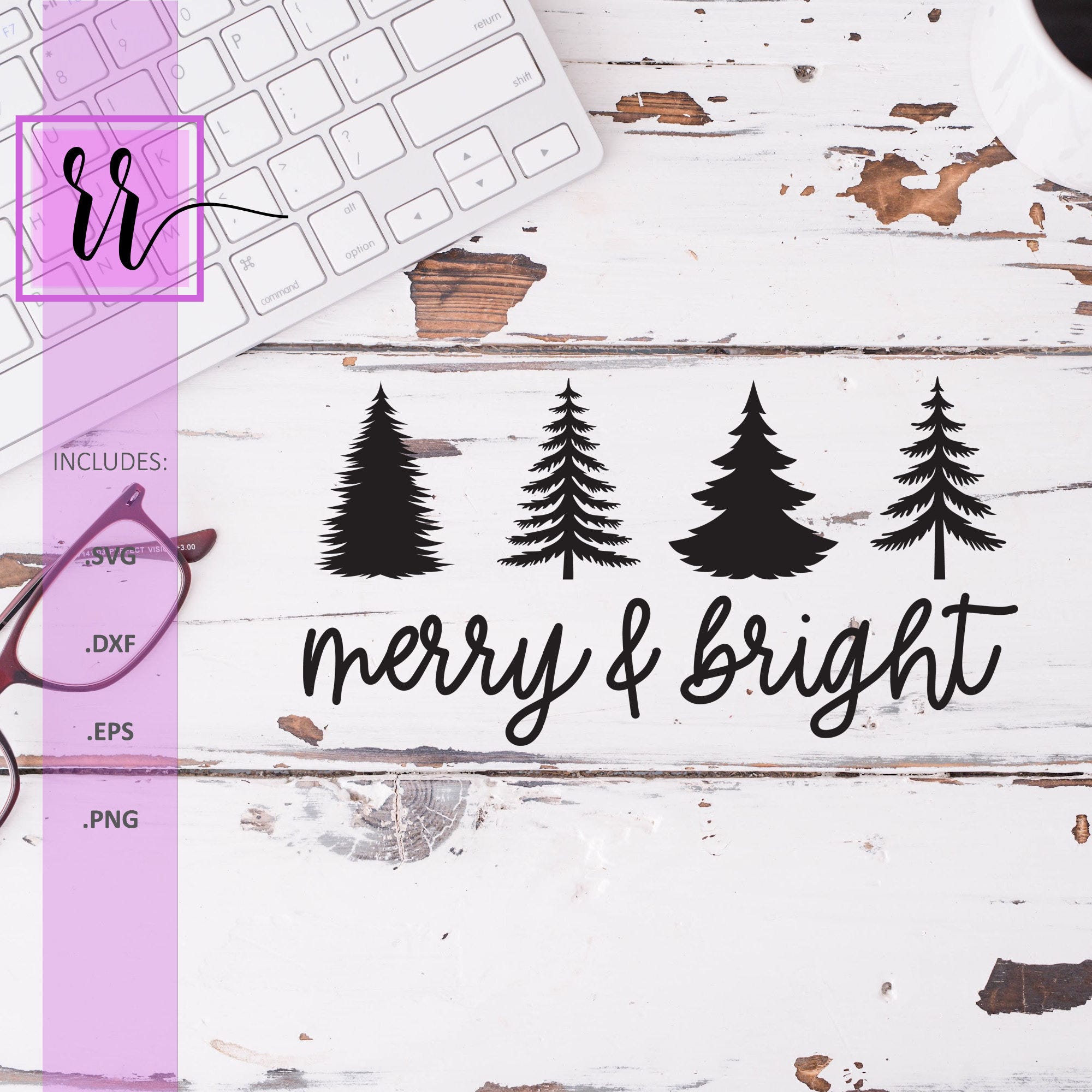 Merry & Bright SVG | Christmas Tree SVG | Christmas Quote SVG | Holiday Craft ideas | png File | Glowforge | Cricut | Silhouette | Cut Files