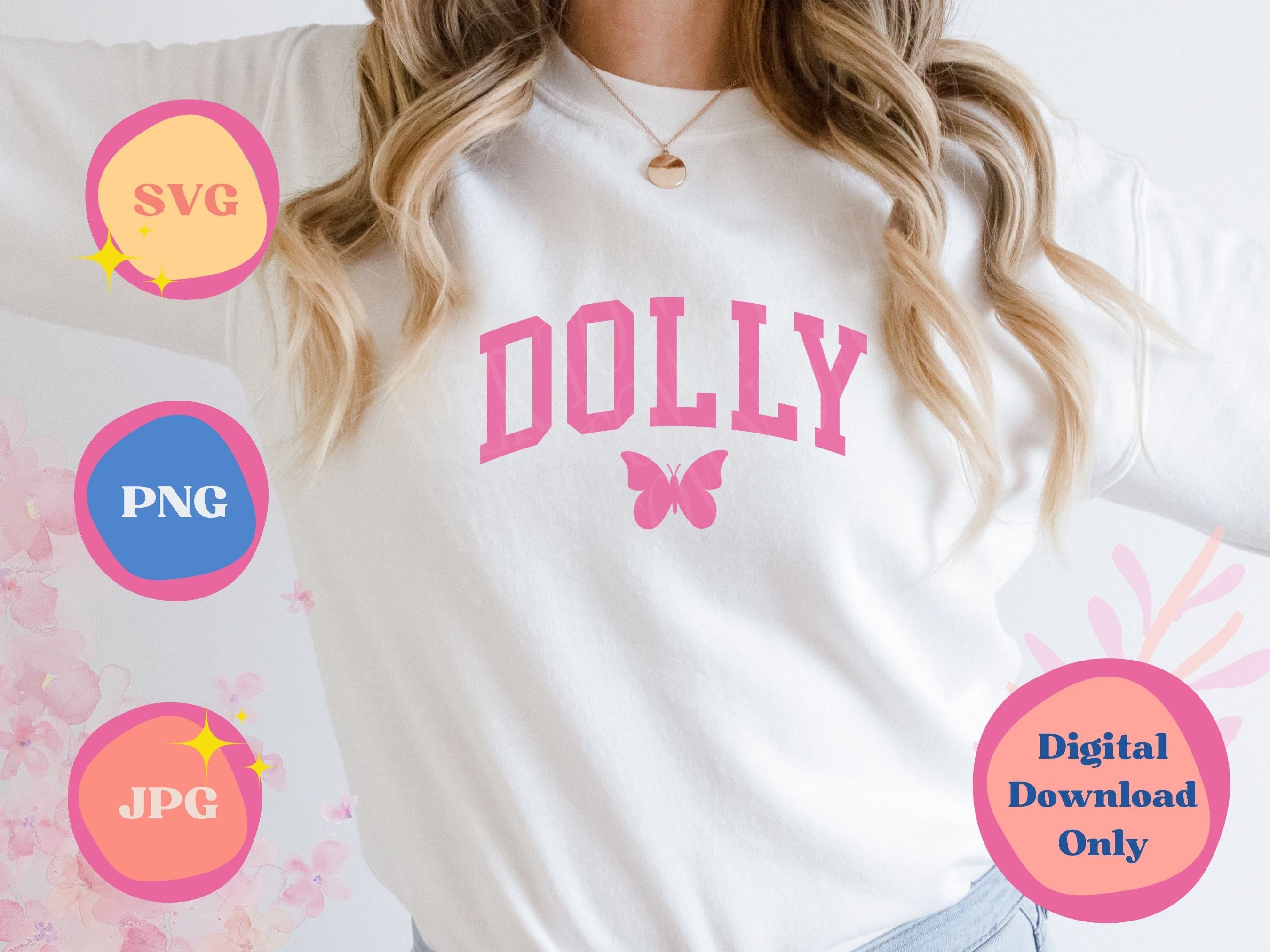 Dolly Pink Butterfly Varsity SVG | PNG | JPG