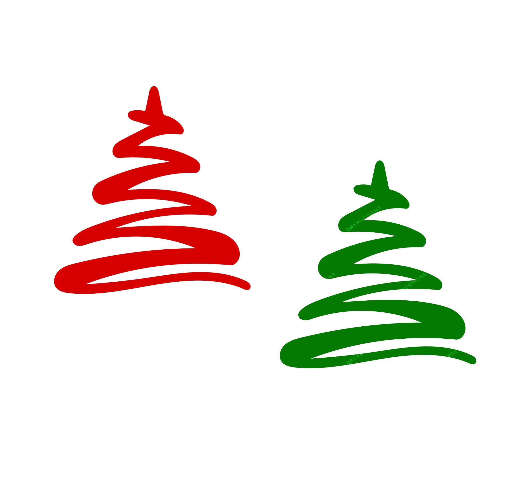 Modern Christmas Tree Outline Illustration PNG + SVG Digital Download Files - Simple Minimalist Tree PNG Clipart