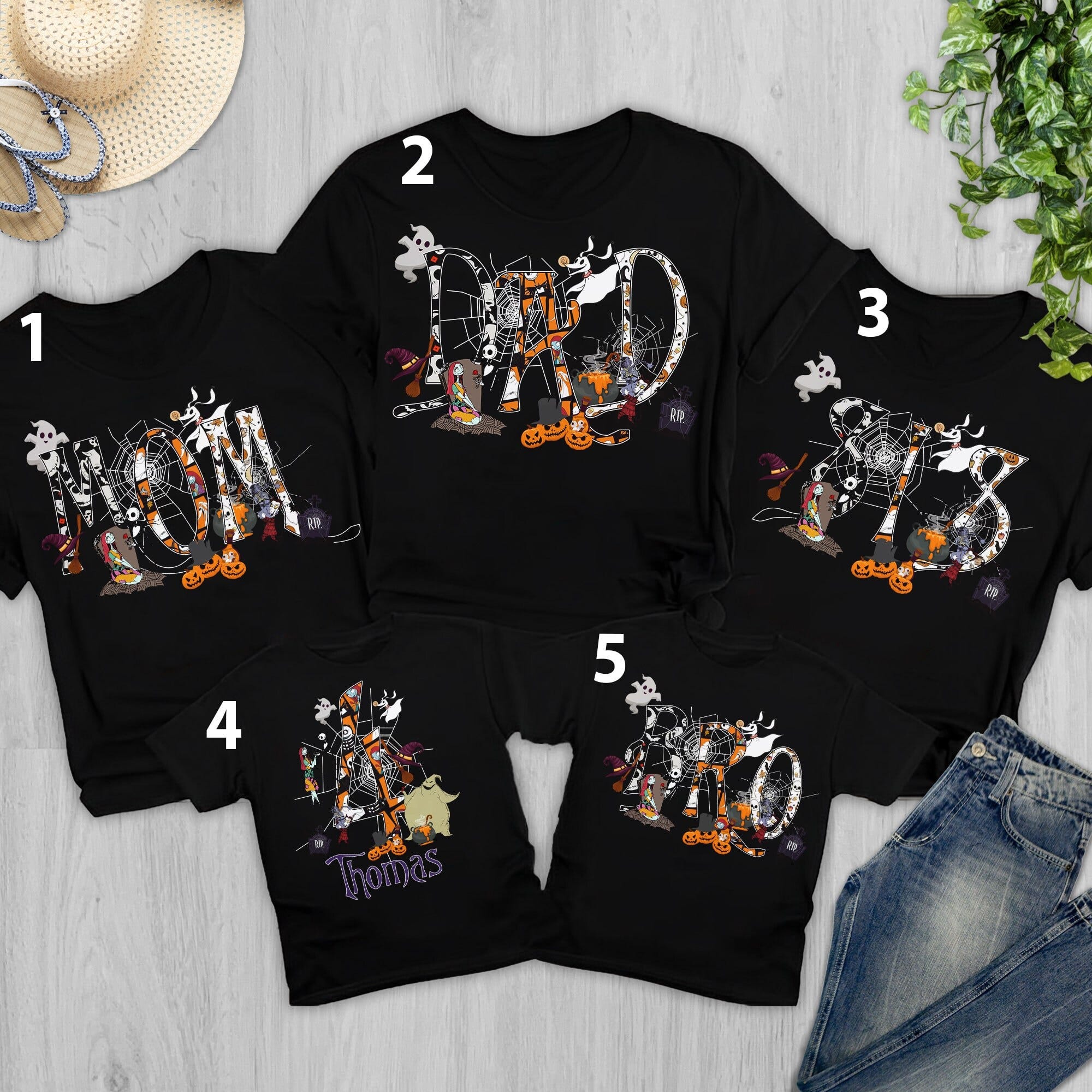 Custom Nightmare Before Christmas Birthday Family Shirt, Horror Skeleton Halloween Matching Tee, Jack And Sally Birthday Party Theme RE