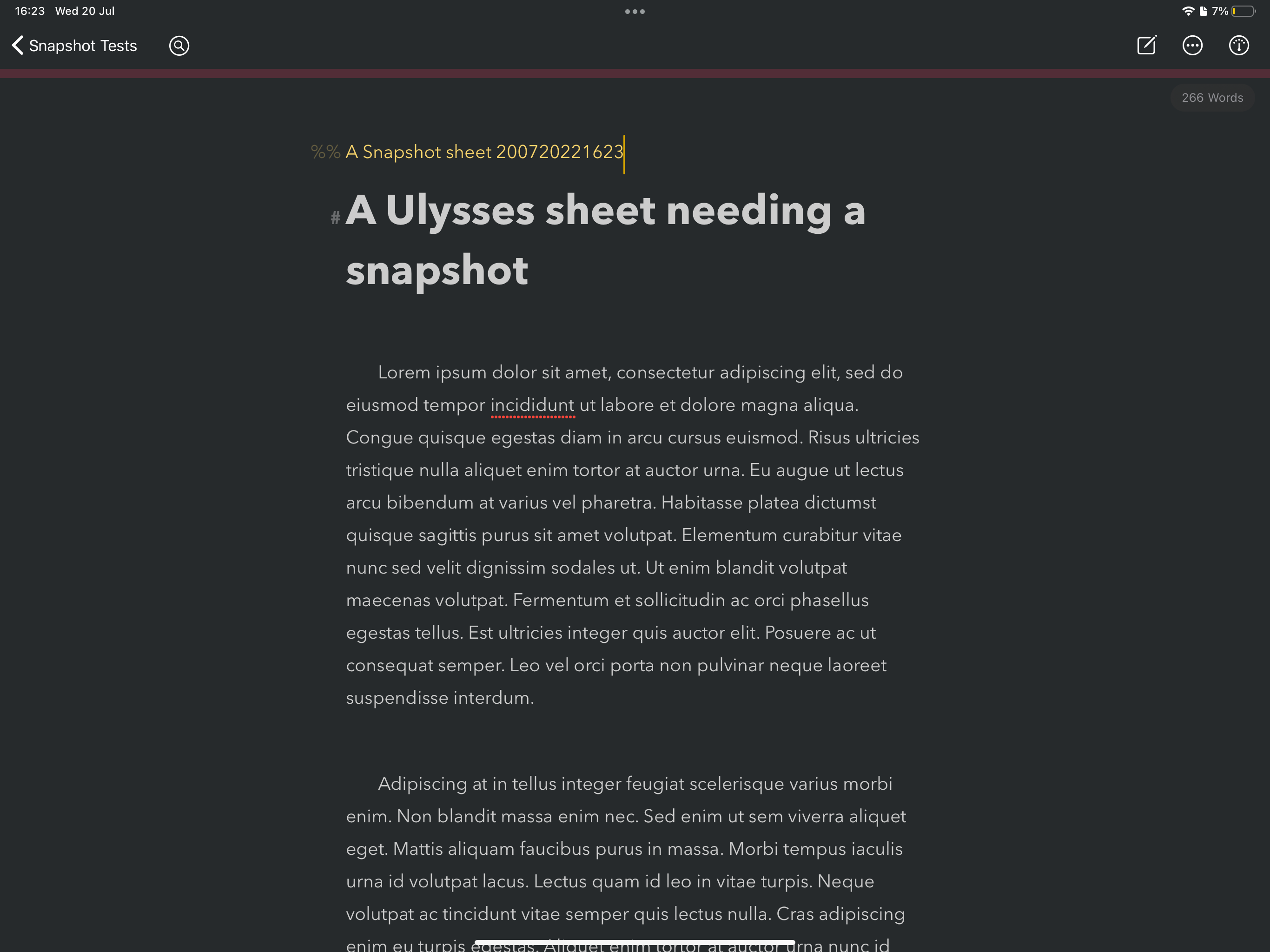 A named snapshot in Ulysses