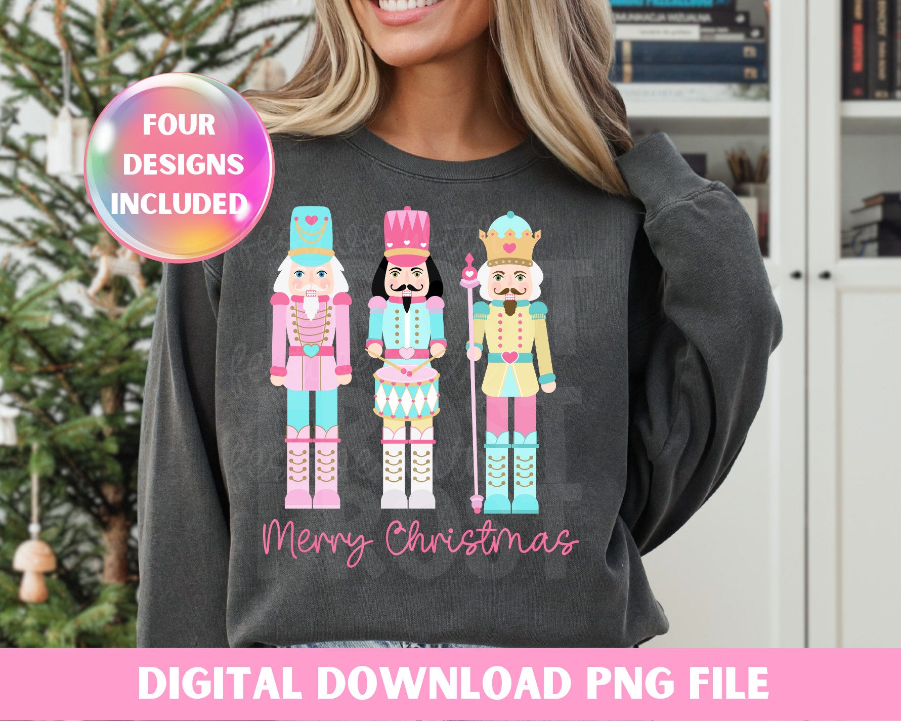 Pink Nutcracker Friends PNG Pink Christmas PNG design for sublimation and print on demand High resolution commercial license included