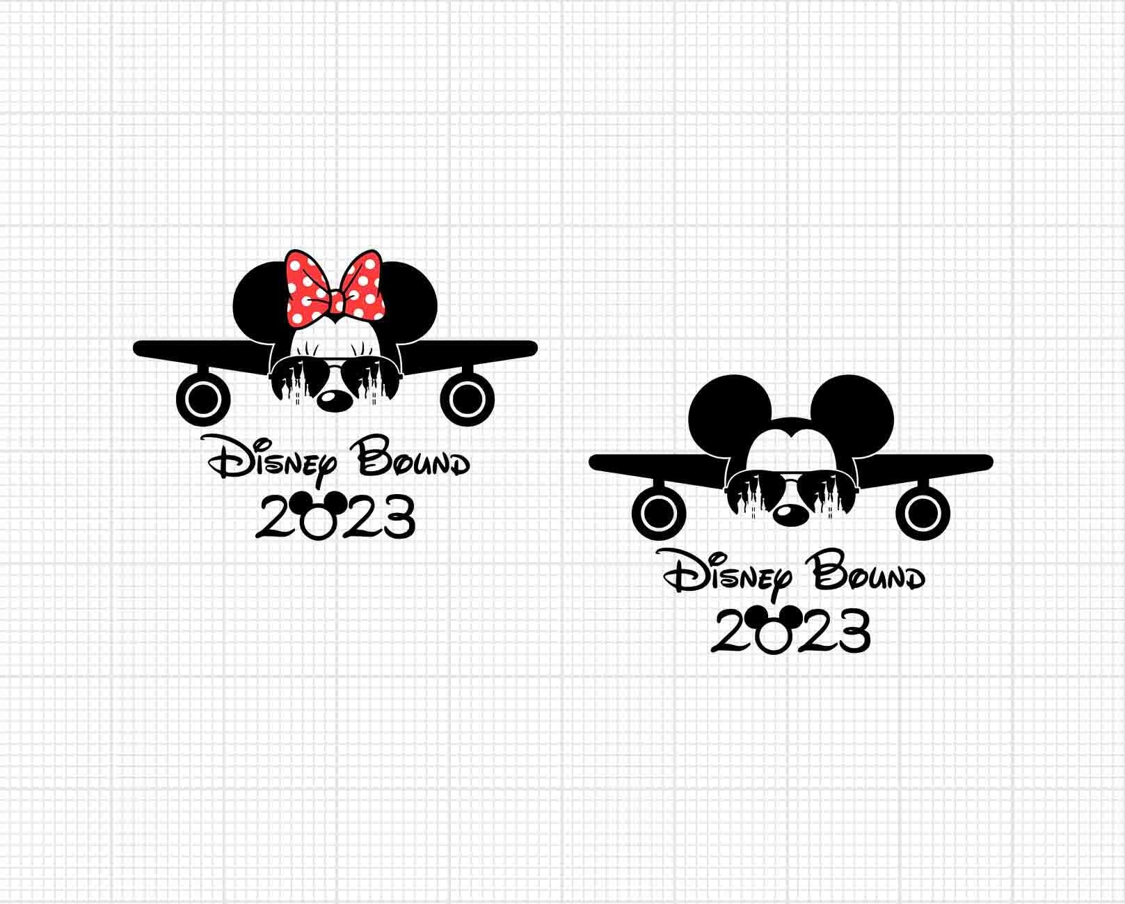 2023, Mickey Minnie Mouse, Ears Bow, Bound, Airplane, Travel, Trip, Vacation, Family, Svg and Png Formats, Cut, Cricut, Silhouette, Download