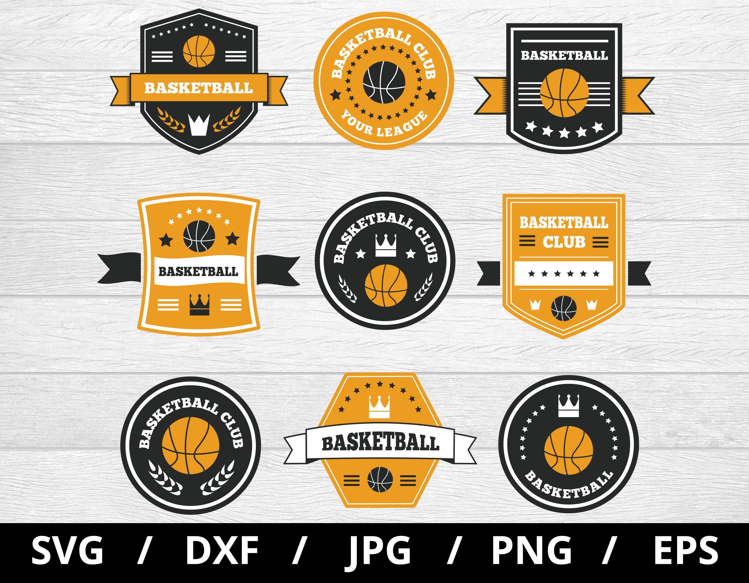 basketball team logo sets illustration svg, basketball tournament, league, championship, basketball club sport emblems icon sets clipart svg