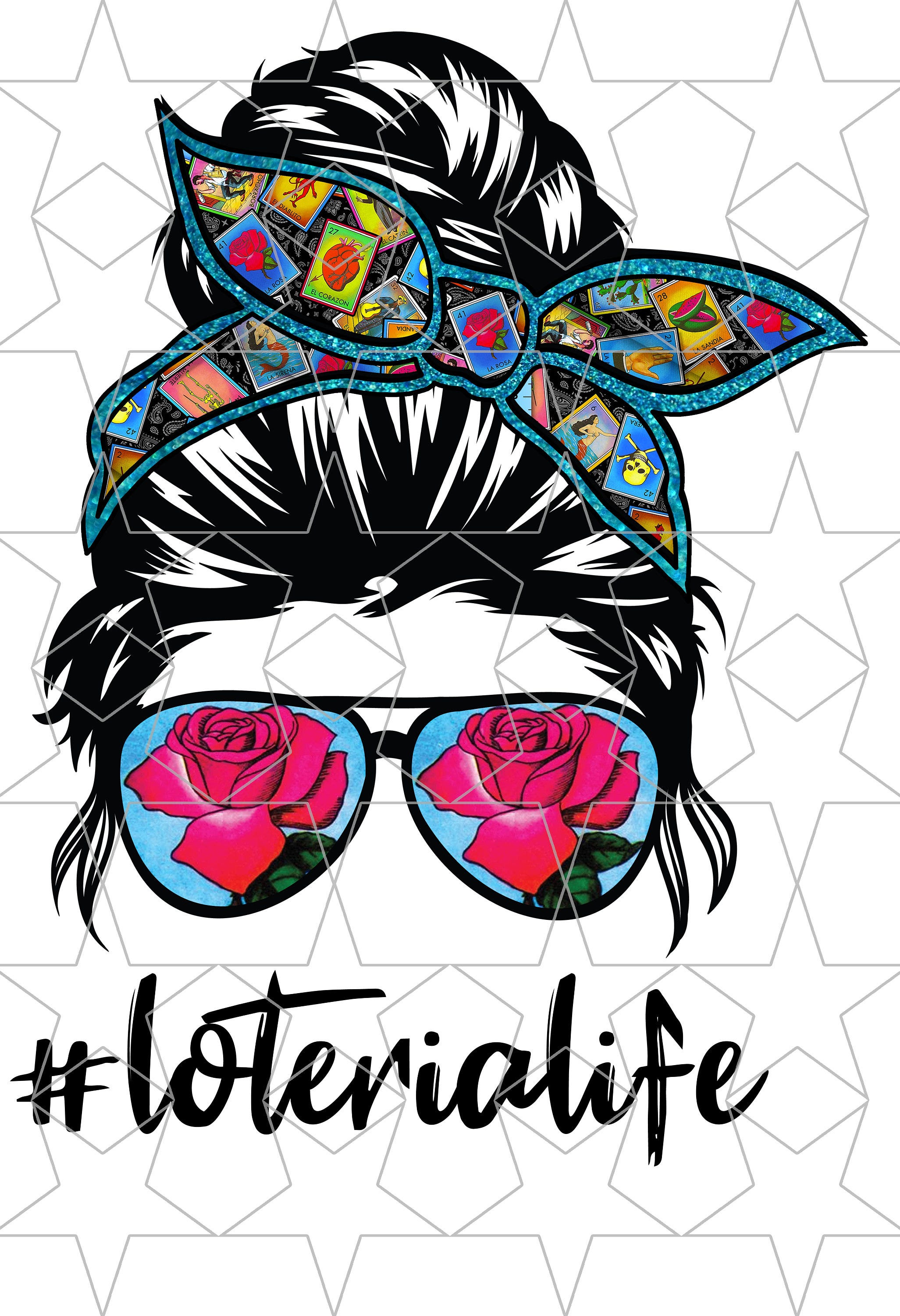 LA LOTERIA Print Mom Life Mom Messy Bun Hair Sunglasses Print Headband Mom Life PNG Sublimation Digital Download Loteria Mexicana Mexico