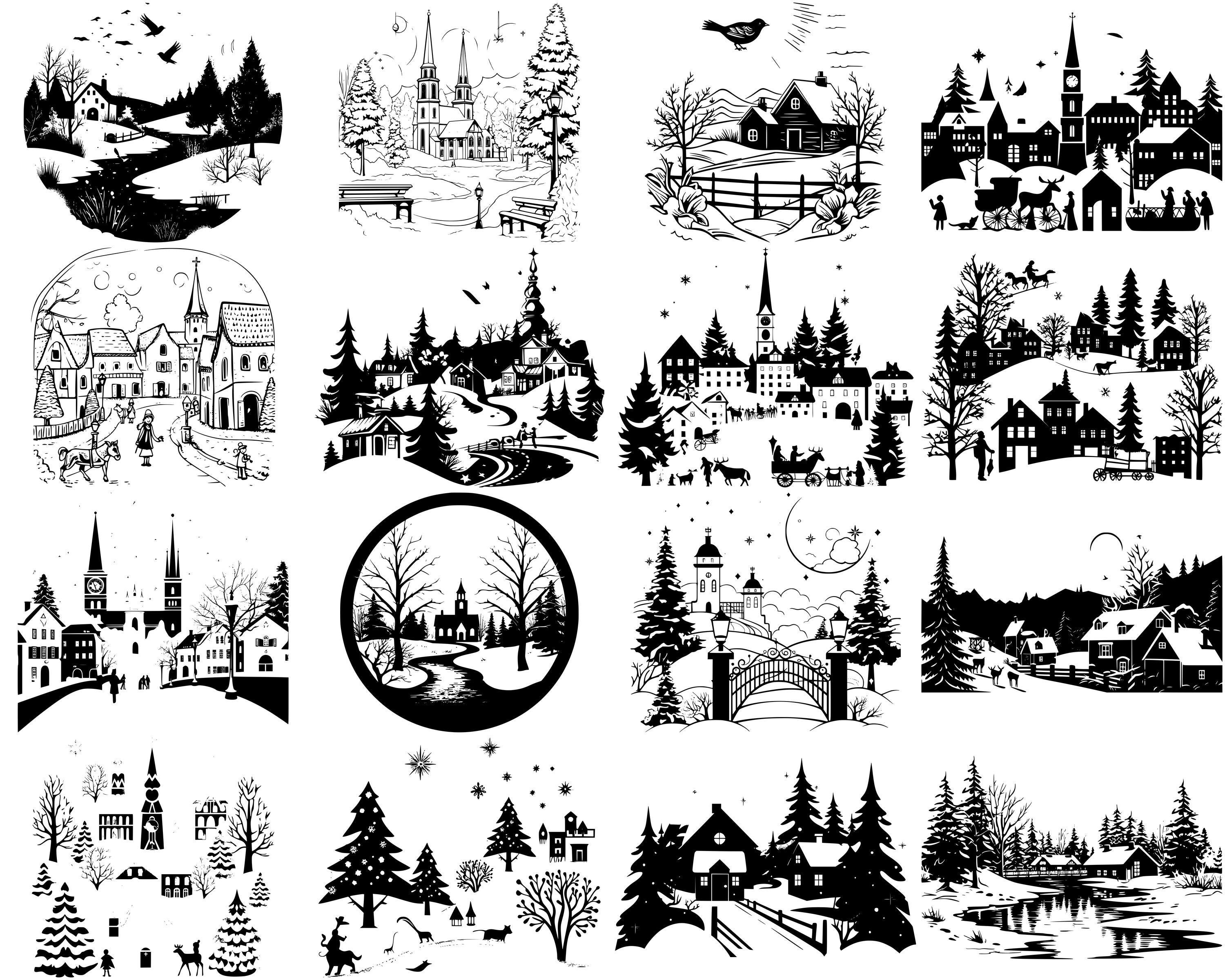 100+ Christmas Winter Scene SVG Bundle, Instant Digital Download, PNG, SVG Cut Files