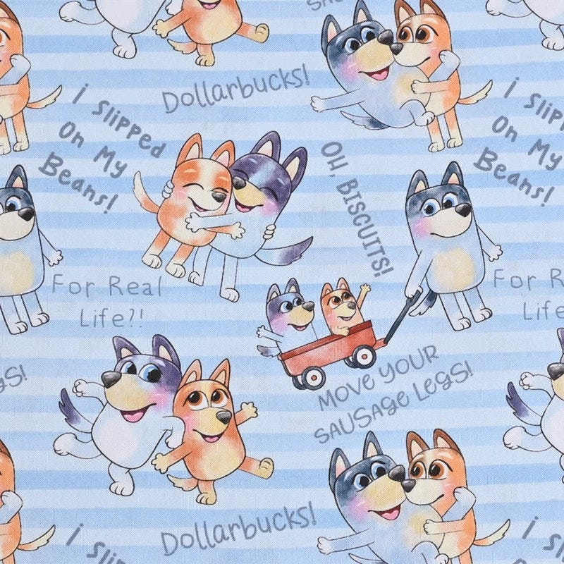 Bluey Fabric Blue Dog Fabric 100% Pure Cotton Cartoon Fabric By The Half Yard