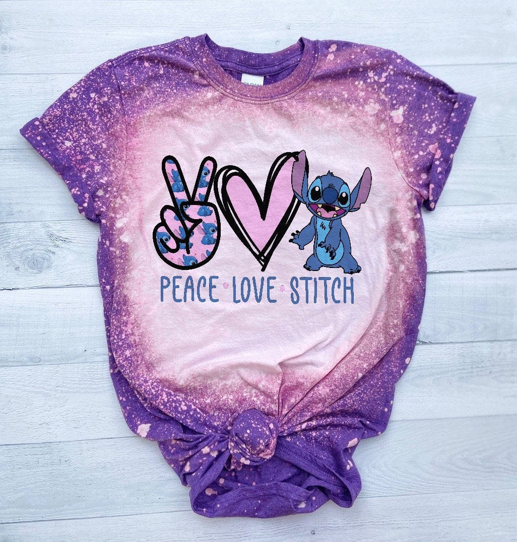 Stitch Shirt, Lilo and Stitch Shirt, Peace Love and Stitch, Disney Shirt, Graphic Tee, Bleach Shirt, Bleached Graphic Tee