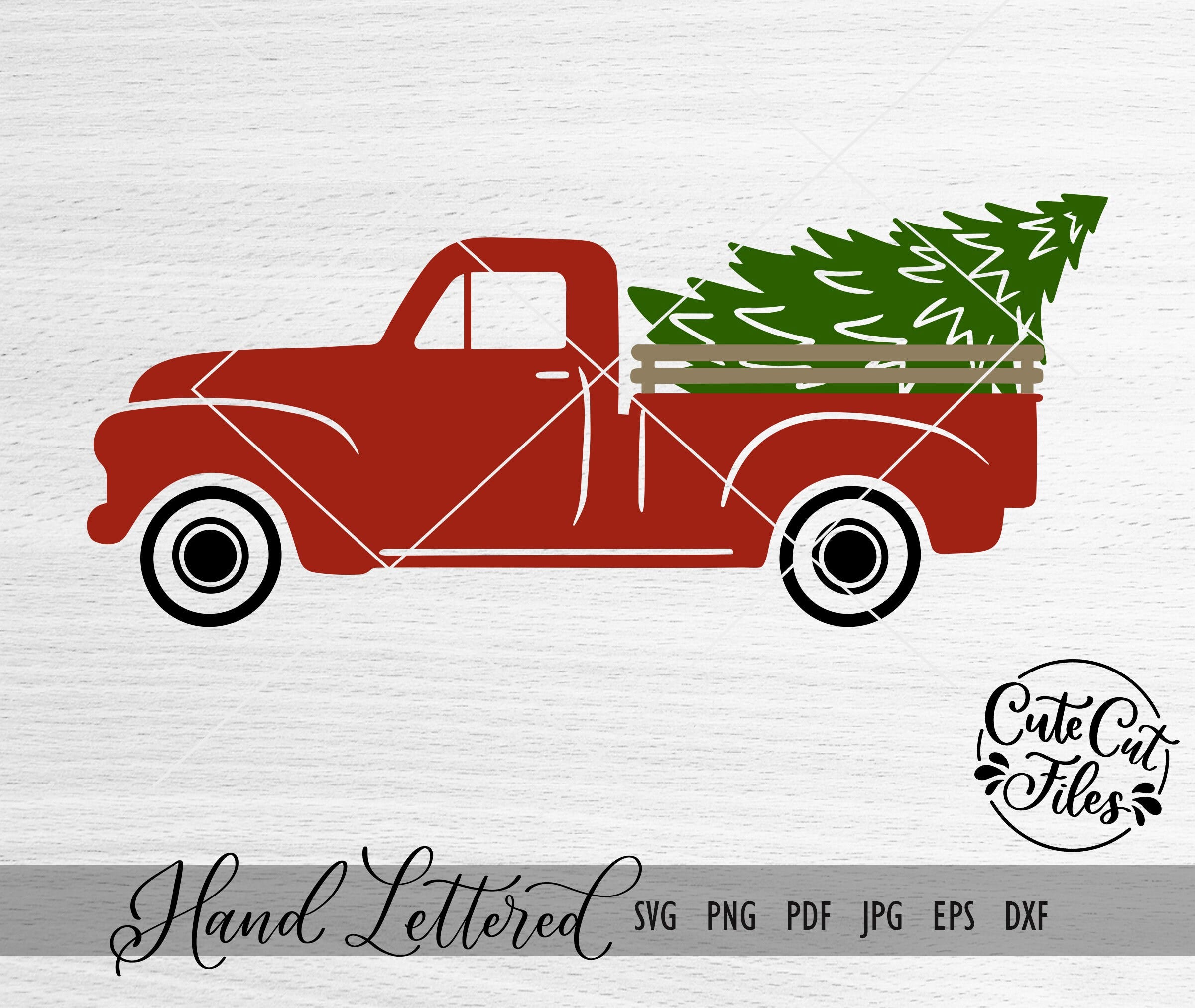 Farmhouse Truck with Tree SVG PNG DXF | Christmas Truck svg | Vintage Christmas Truck svg | Red Truck svg | Farmhouse Truck Clipart