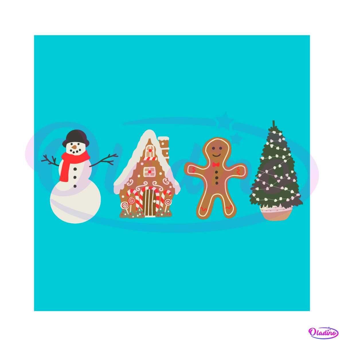 Retro Christmas Cooki And Snowman SVG Cricut Files