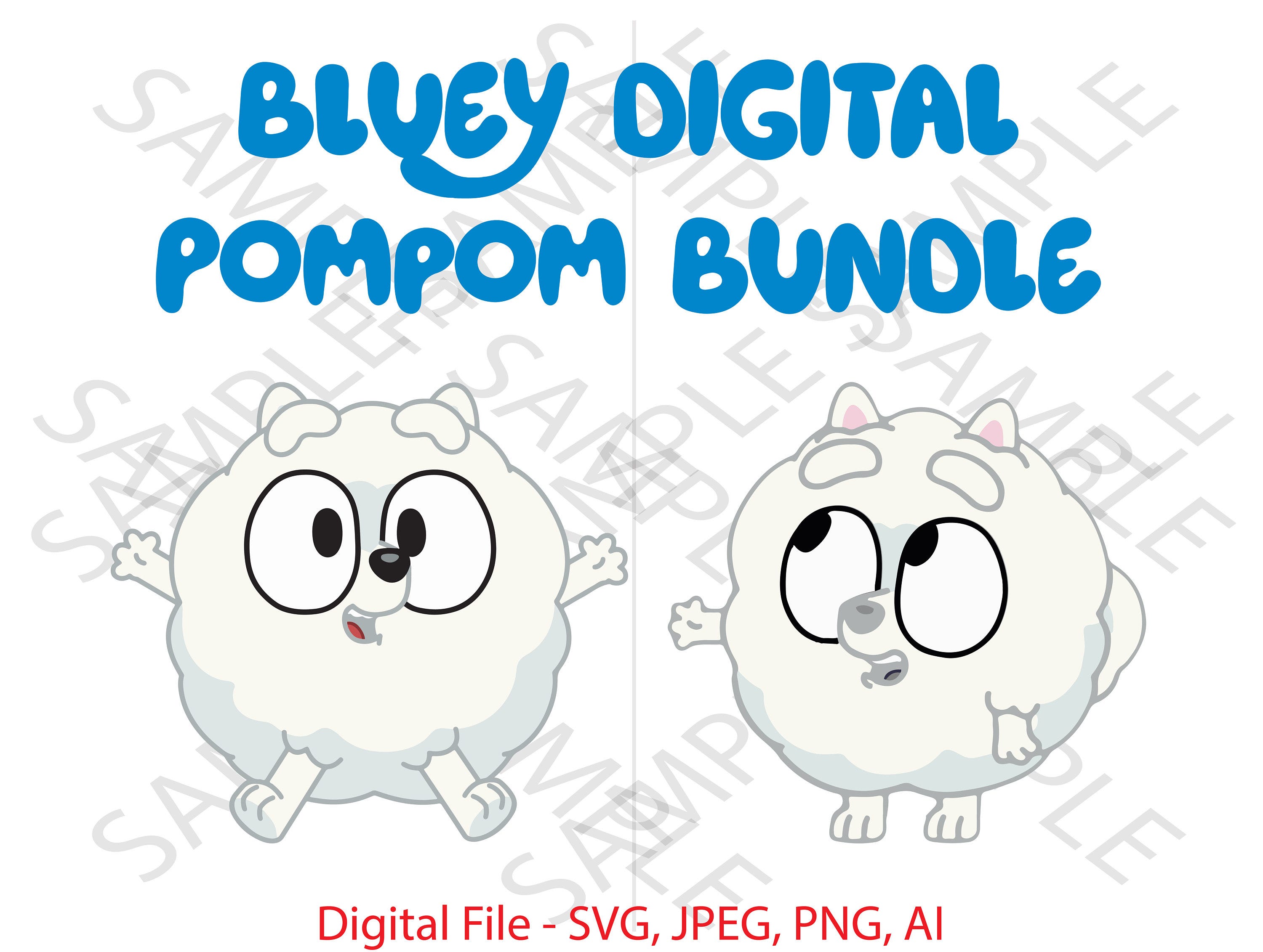 PomPom Bundle, PomPom Bluey, Bluey, Bluey SVG, PomPom Bluey Show, Cartoon, Cricut, Custom, Custom Vinyl, Custom Bluey show, Bluey PNG,