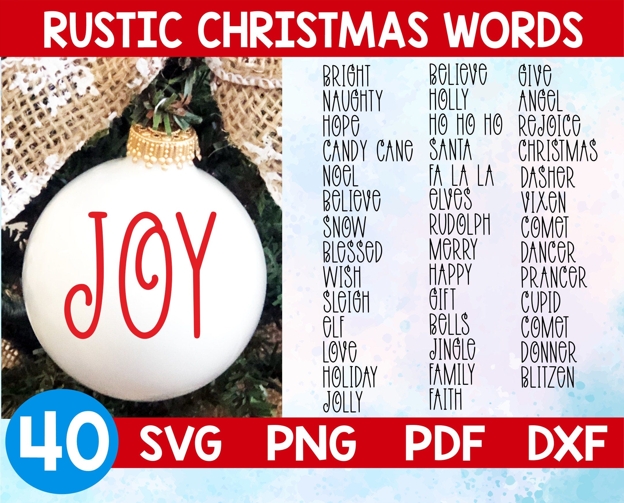 Rustic Christmas Words svg,Christmas words bundle svg,Christmas ornament cut file,Christmas farmhouse svg