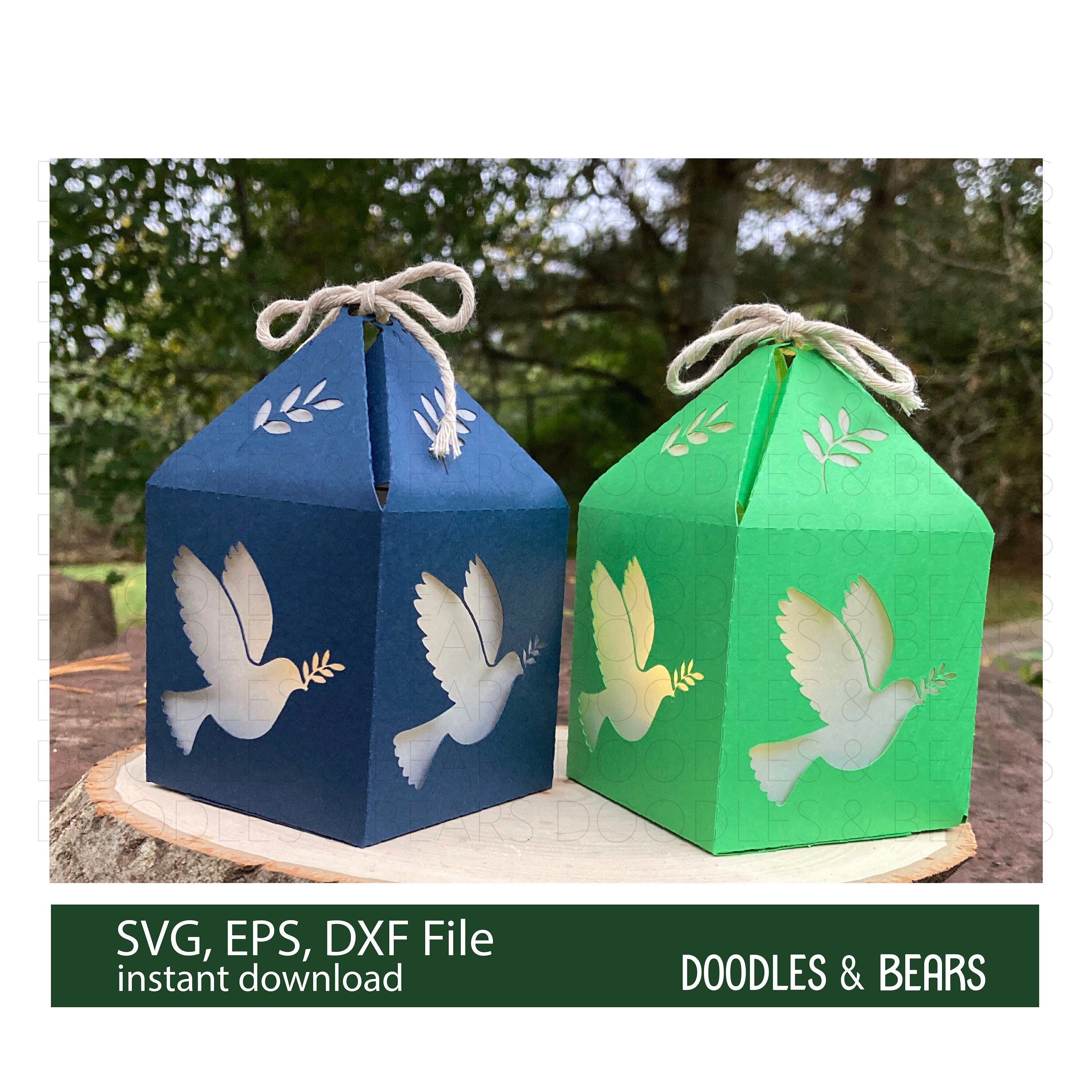 Peace Dove Lantern SVG file, Digital file for Cricut and Silhouette, Dove of Peace Paper Cut File, Paper 3D Lantern Template, Cricut SVG