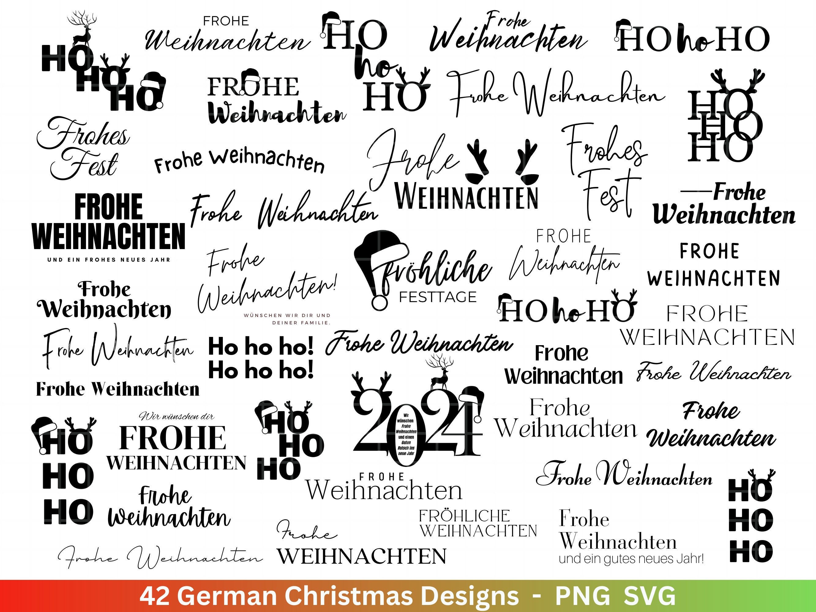 Merry Christmas plotter file svg png - Christmas plotter file - Christmas lettering in German - Silhouette Cricut Download - Ho Ho Ho