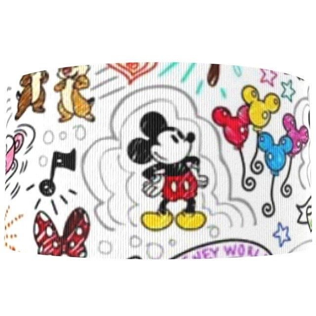 Disney Mickey Mouse Color Pencil Sketch 3" Grosgrain Ribbon