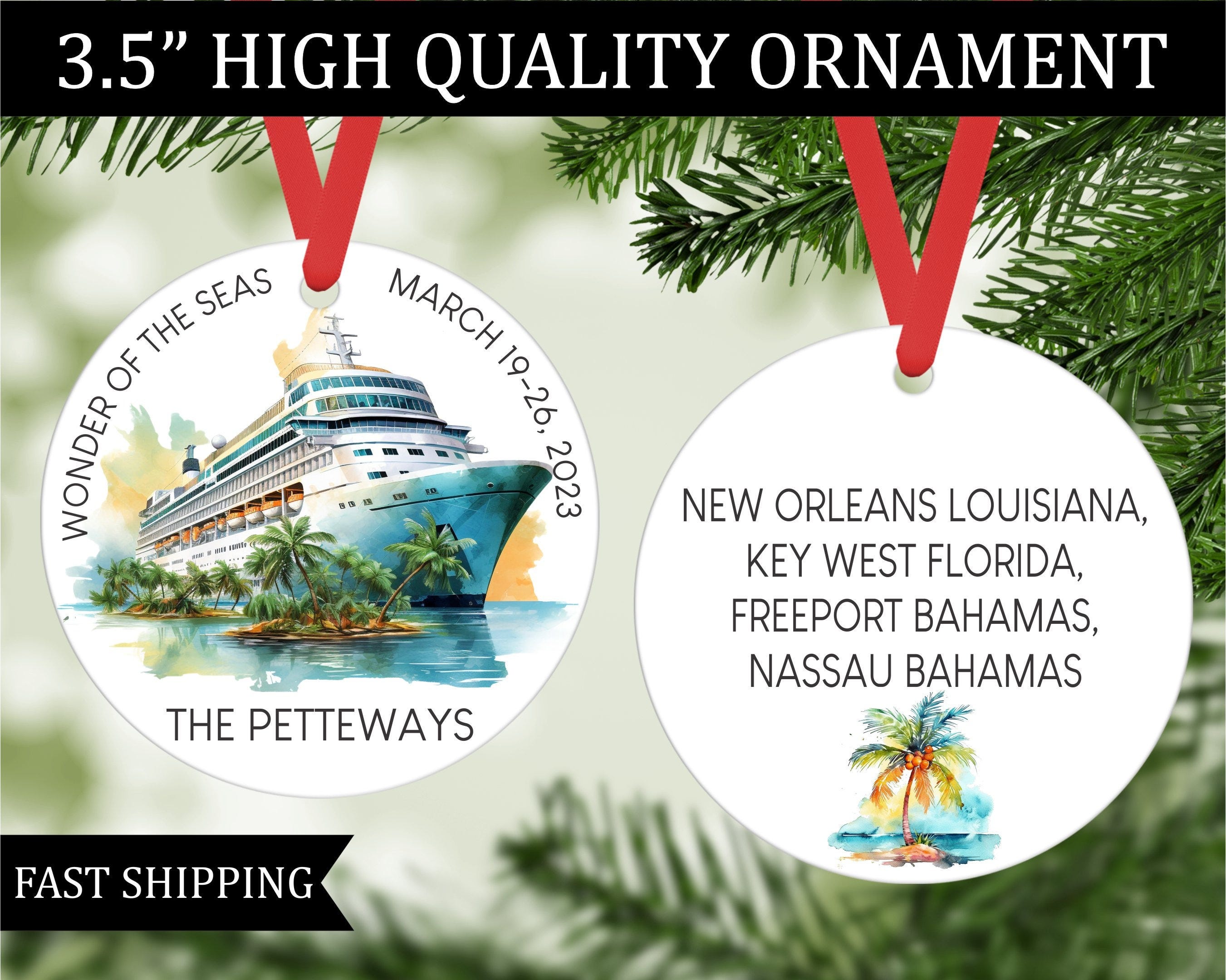 Personalized Cruise Ornament, Cruise Gift, Christmas Gift for Friends, Cruise, Cruise Keepsake