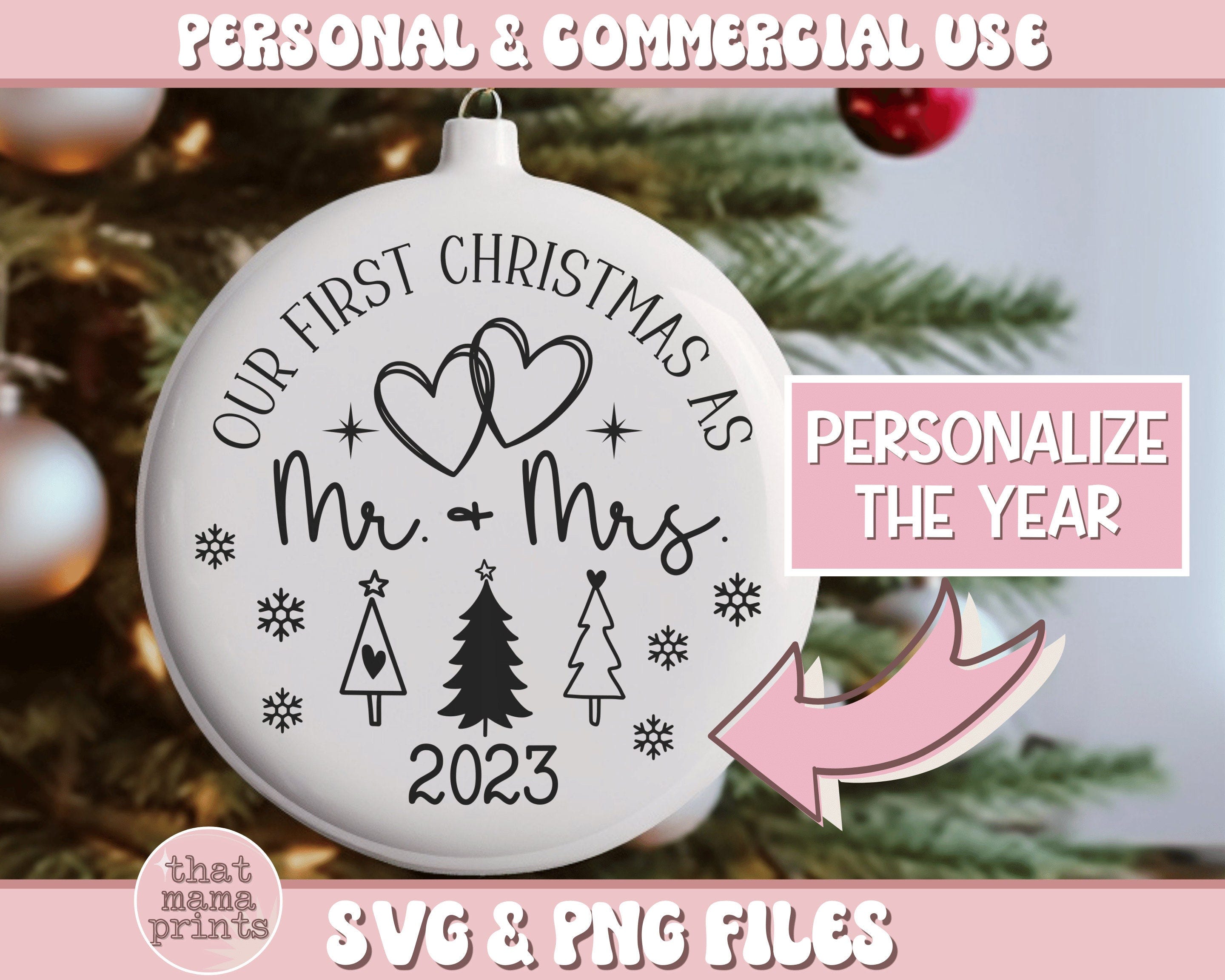 Our First Christmas As Mr And Mrs 2023 SVG & PNG, Christmas Ornament Svg, Wedding Ornament Svg, Newlywed Gift Svg, Winter Wedding Gift Svg