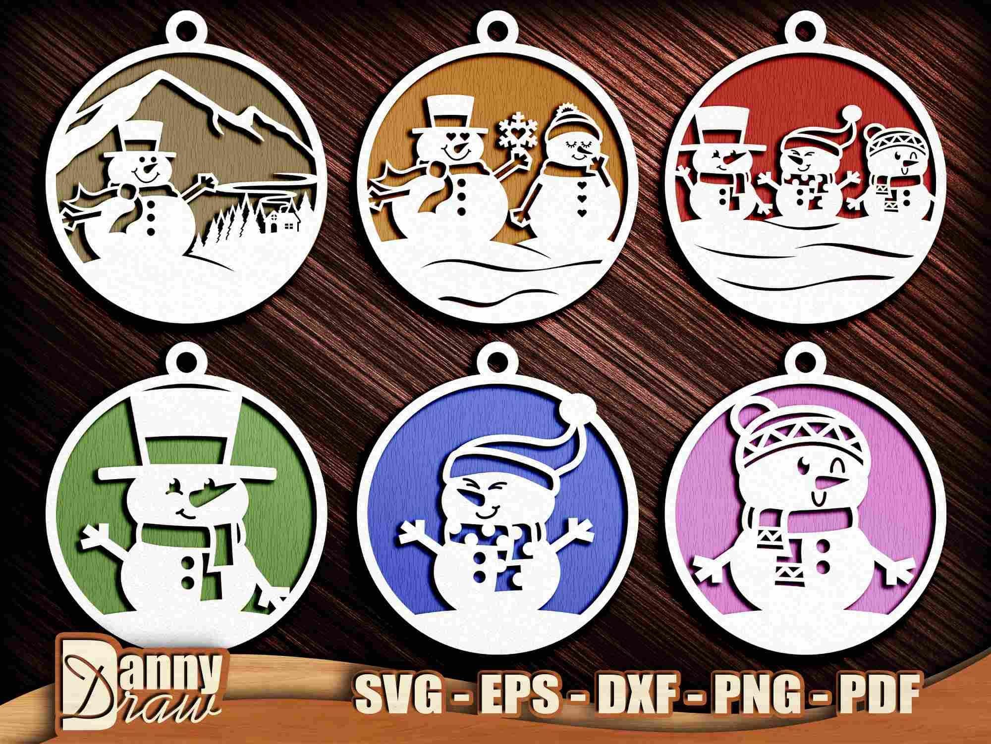 Christmas Balls svg, Snowman svg, Snowman Family Bundle svg, Christmas Ornament svg, Laser cut file, Glowforge, Cricut, DD0092