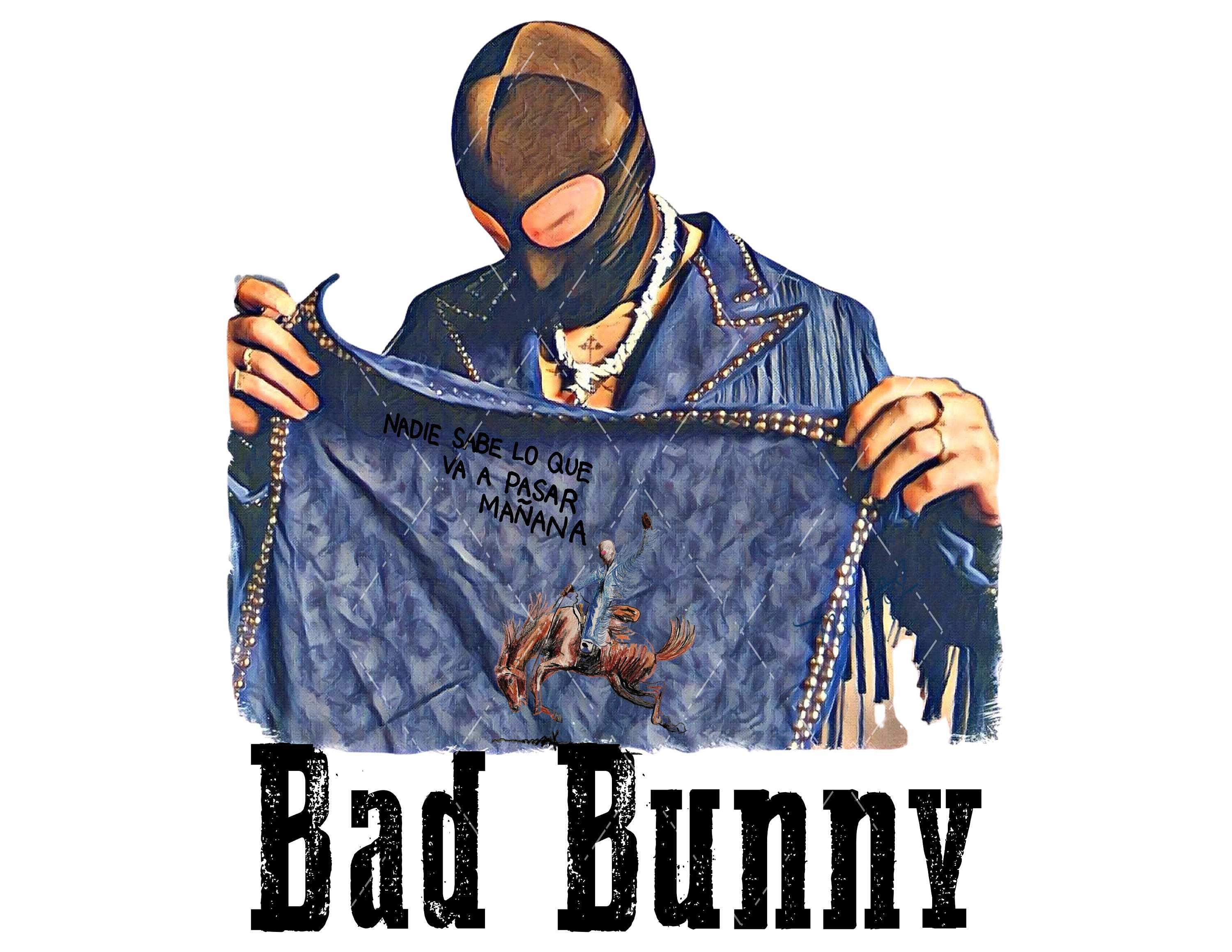 Bad Bunny Nadie sabe PNG digital download image file for dtf dtg sublimation