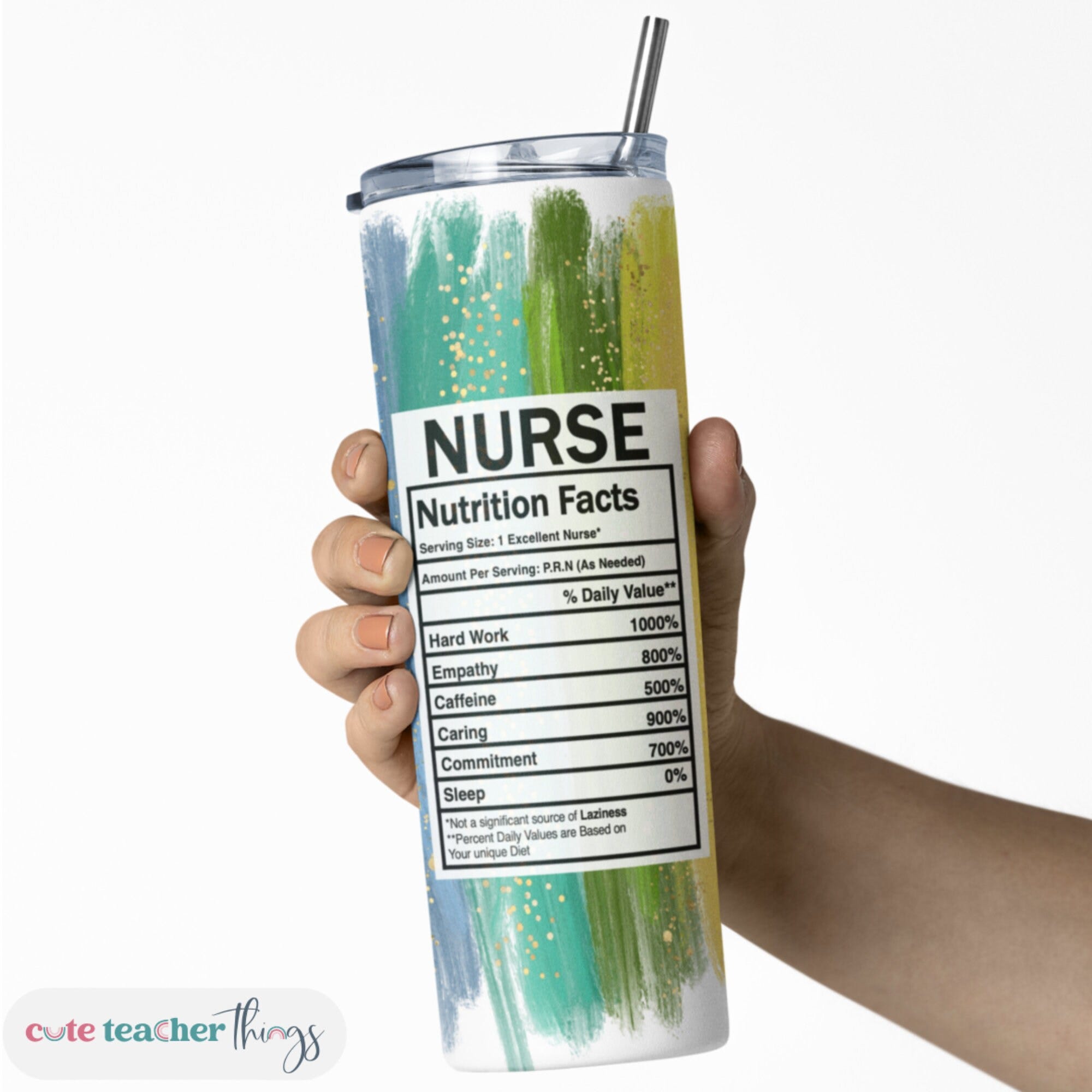 Nurse Nutrition Fact Tumbler | 20oz Skinny Tumbler with Lid & Straw | Teacher Appreciation