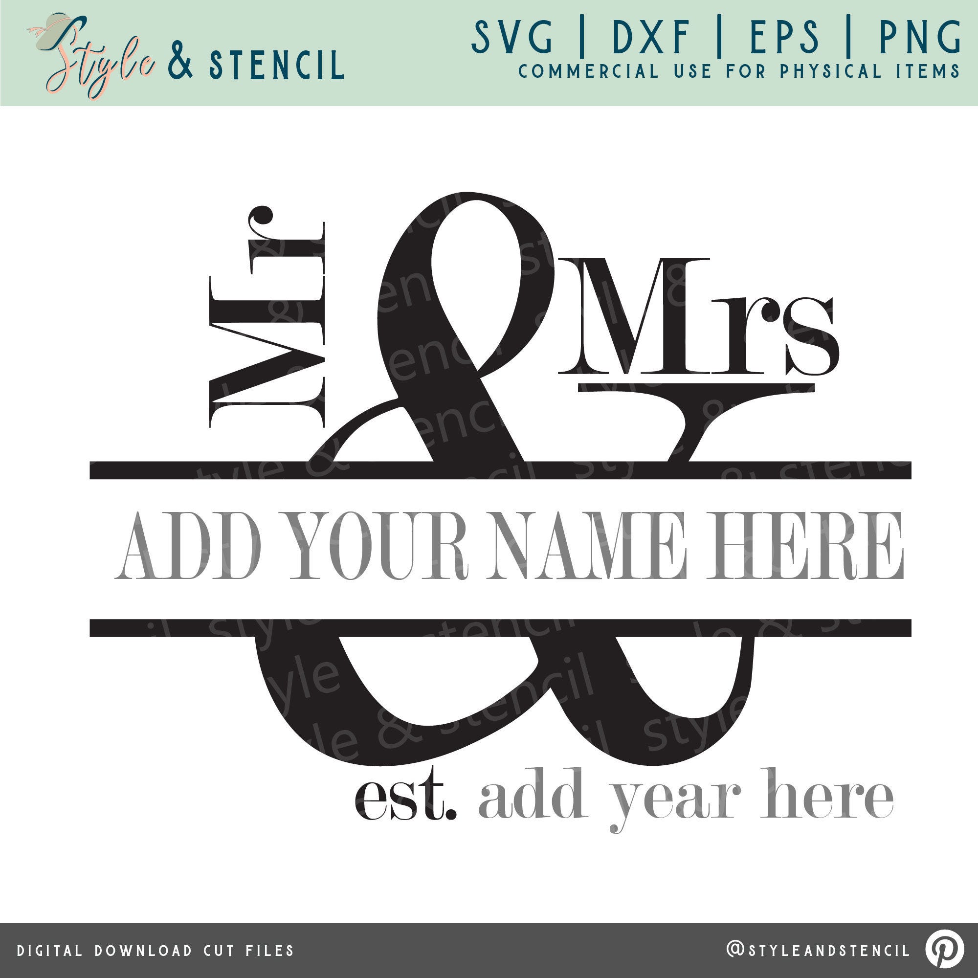 Mr and Mrs SVG - Split Monogram - Monogram SVG - Wedding Svg - Marriage Svg - Mr and Mrs Sign - Mr and Mrs - Wedding Signs - Monogram - Png