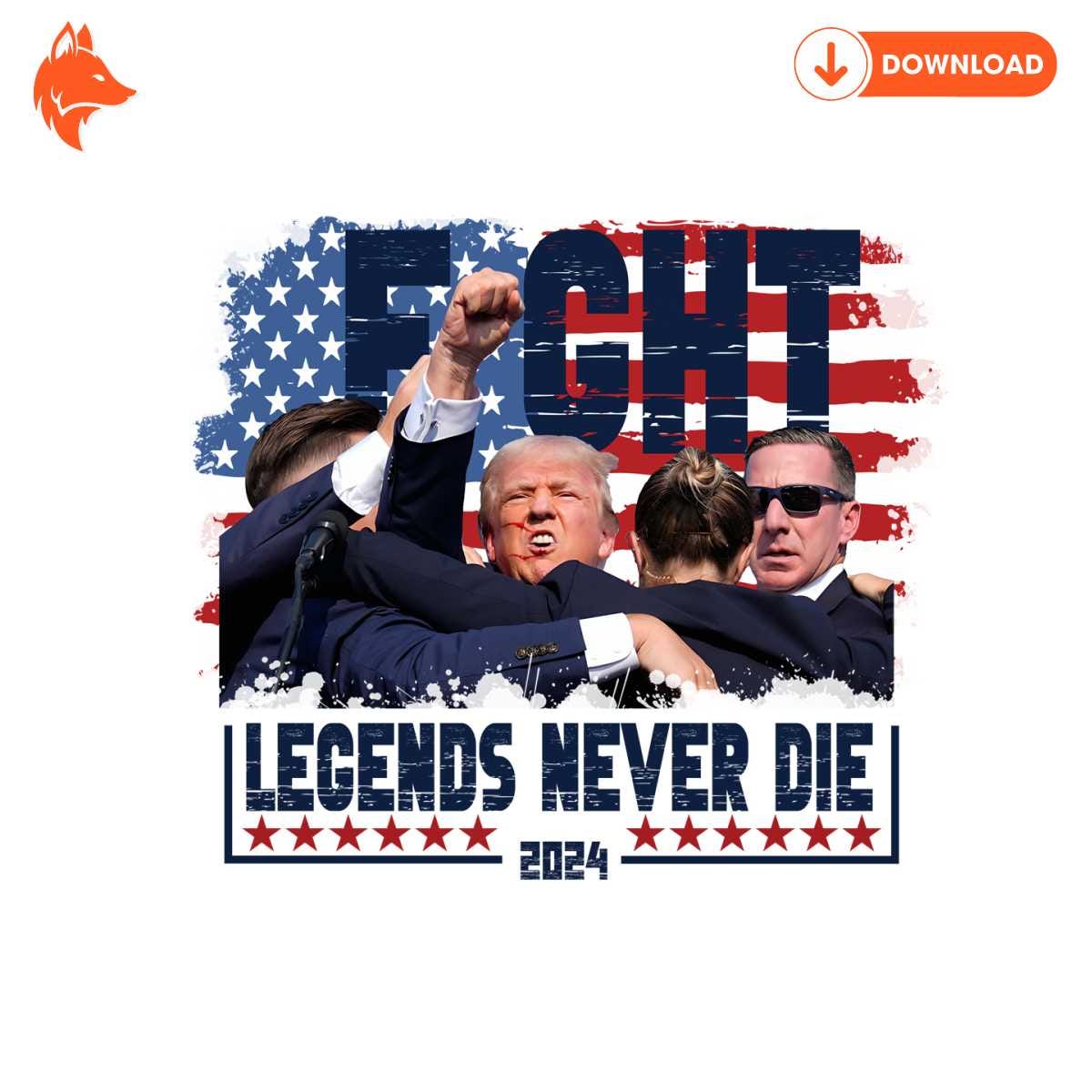 Free Retro Trump 2024 Fight Legends Never Die PNG