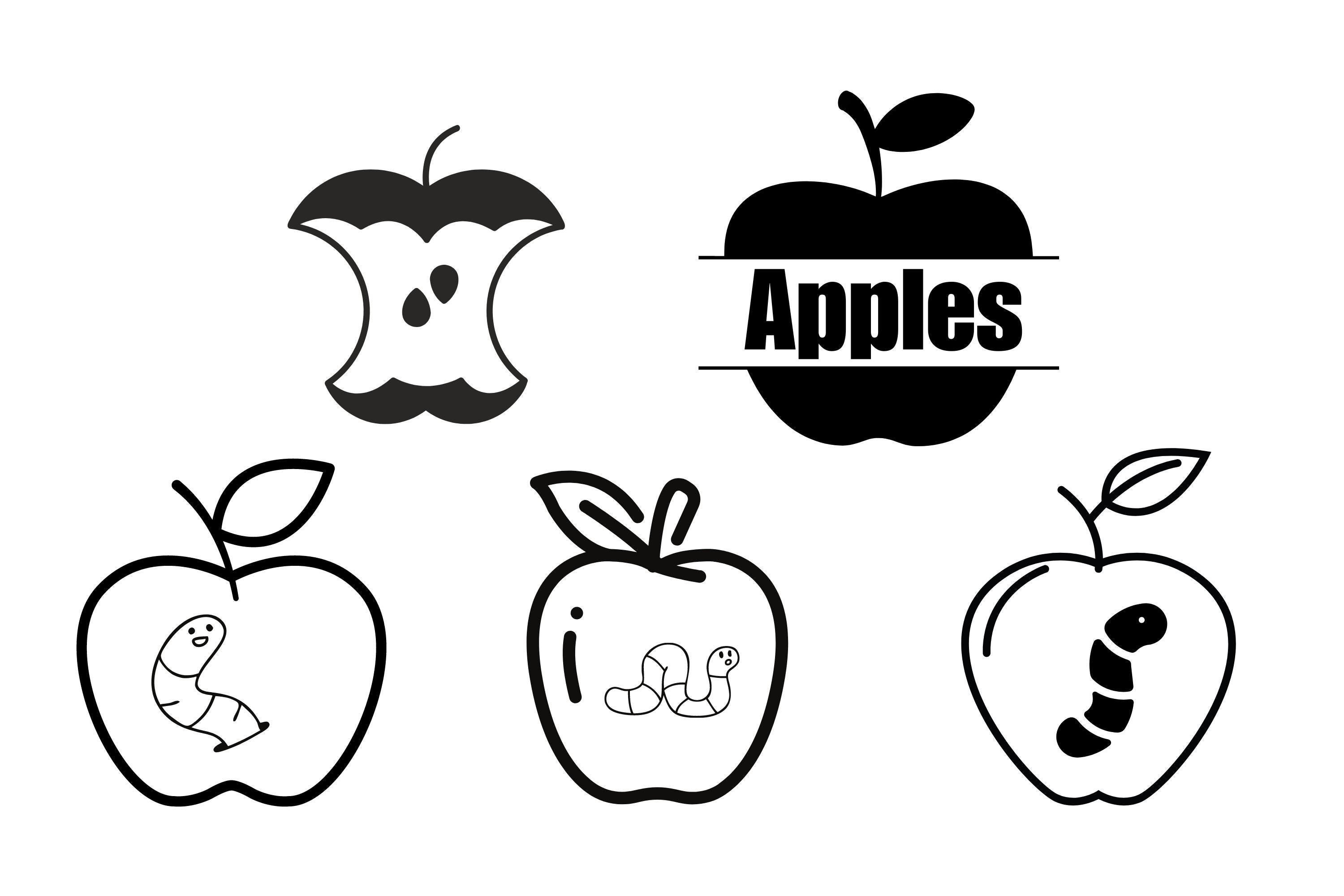 Apples with Worms Themed SVG Bundle - T-Shirt Designs - Laser Files - Multiple File Formats
