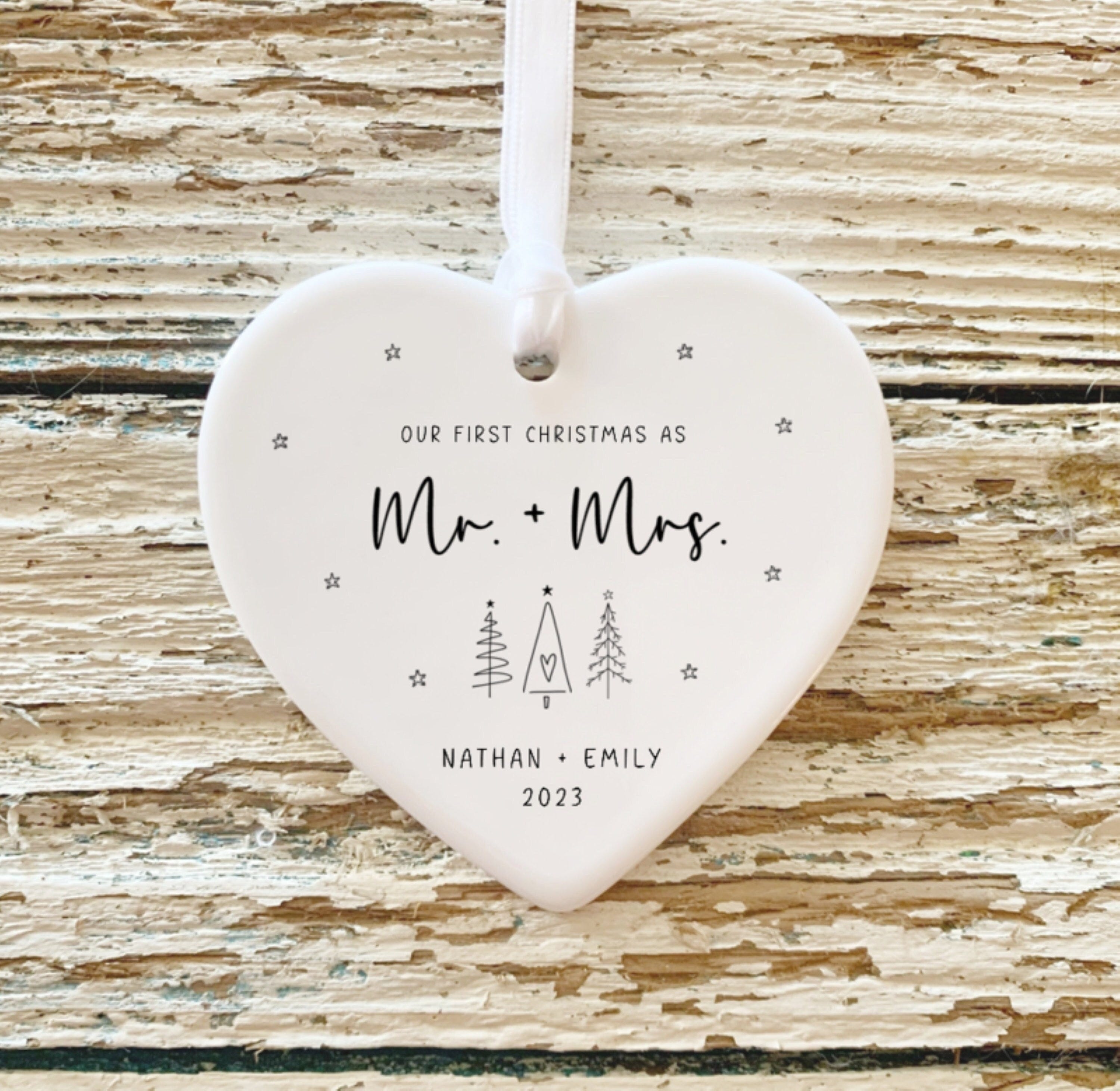 First Christmas Married Ornament | Mr Mrs Ornament | Personalized Wedding Gift | Newlywed Christmas Gift | Our First Christmas Ornament