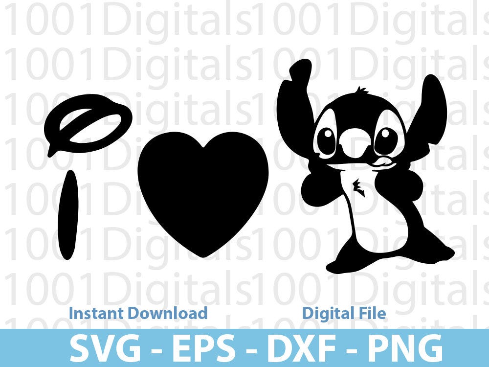 Stitch Svg, I Love Stitch Svg, Cute Stitch Svg, Stitch Clipart, Png Cut File, Cricut Silhouette, Sticker Svg, Svg Eps Dxf Png Digital File 6