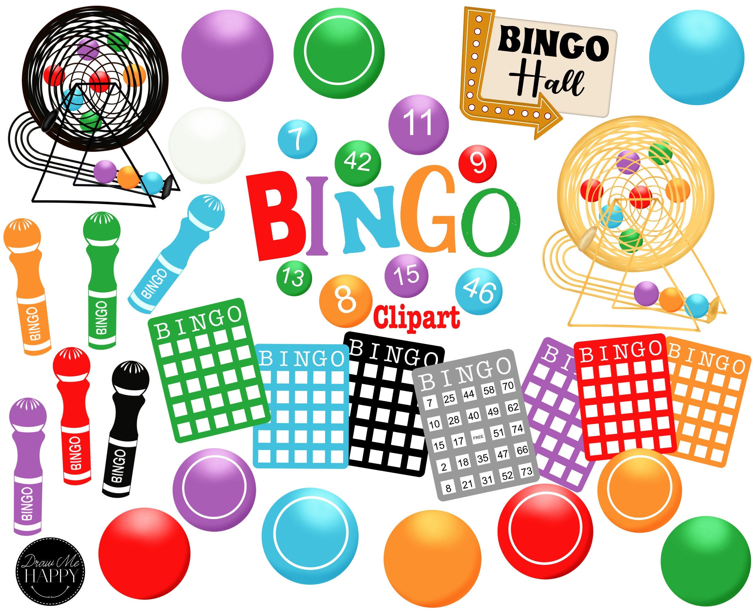 Bingo Clipart, Bingo Png, Bingo Graphics, Bingo Card Clipart, Bingo Balls Clipart, Bingo Cage And Balls, Bingo Daubers, Bingo Party, Kids