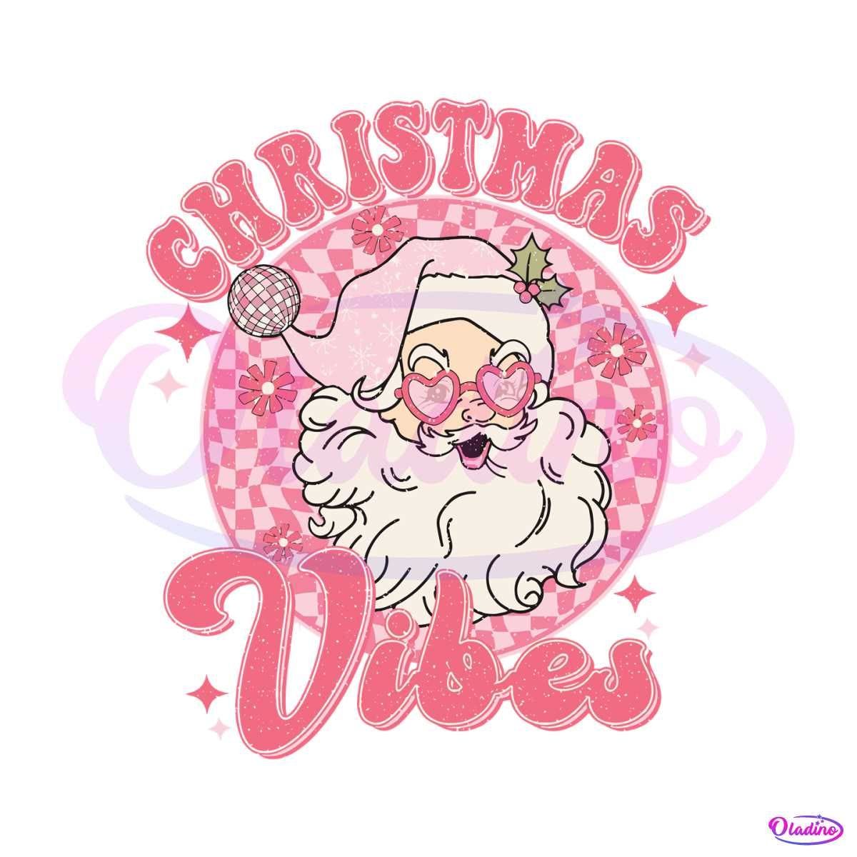 Pink Christmas Vibes Santa SVG